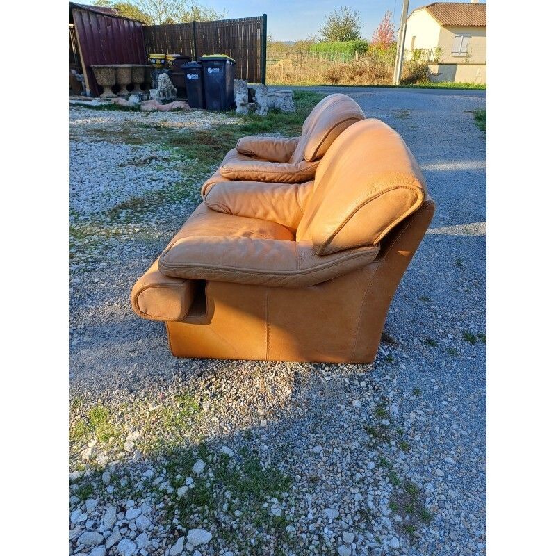 Pair Of Vintage Armchairs In Light Brown Faux Leather photo Furniture