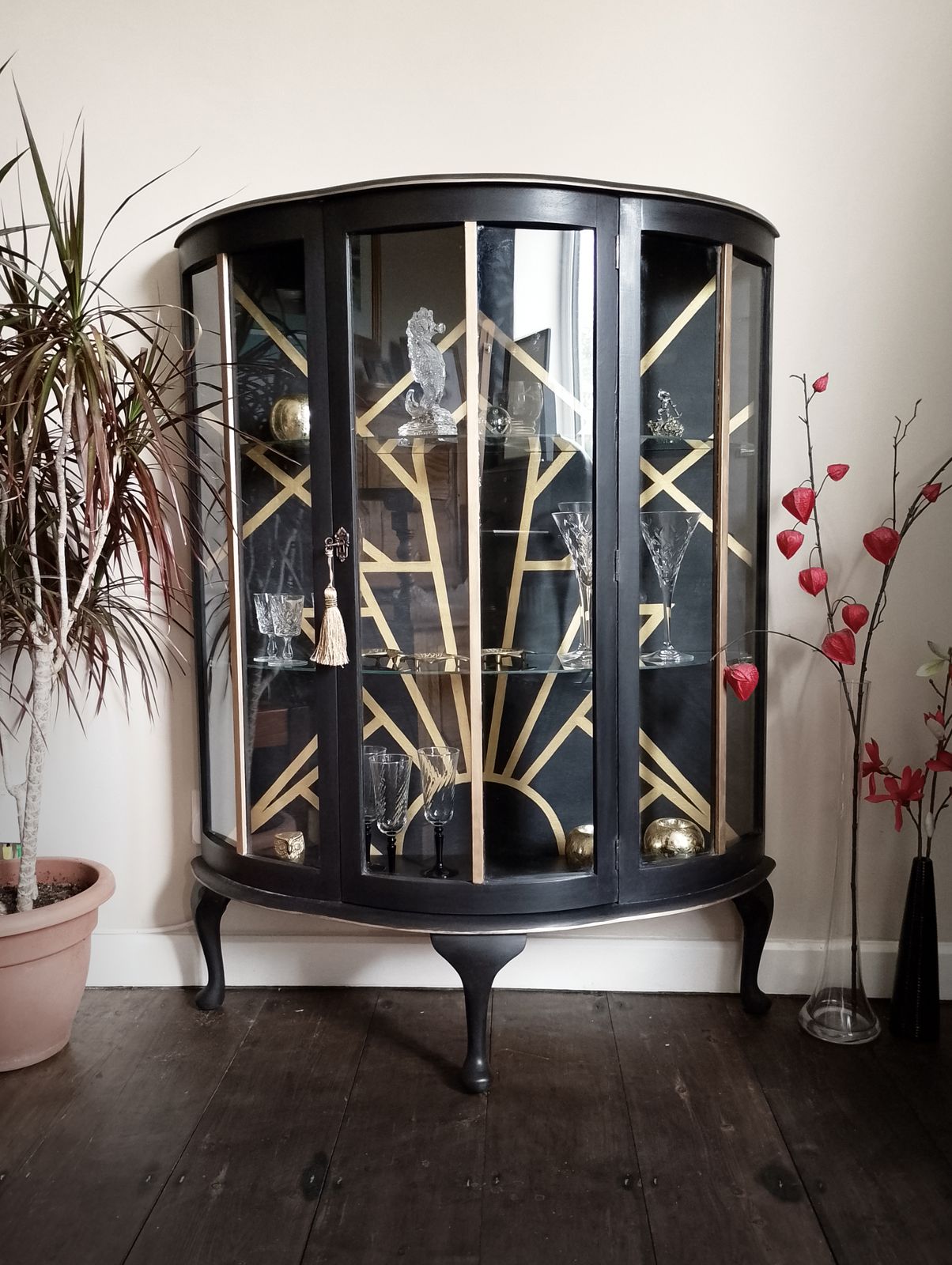 Art Deco Cocktail Cabinet   Athenian Black & Gold photo furniture