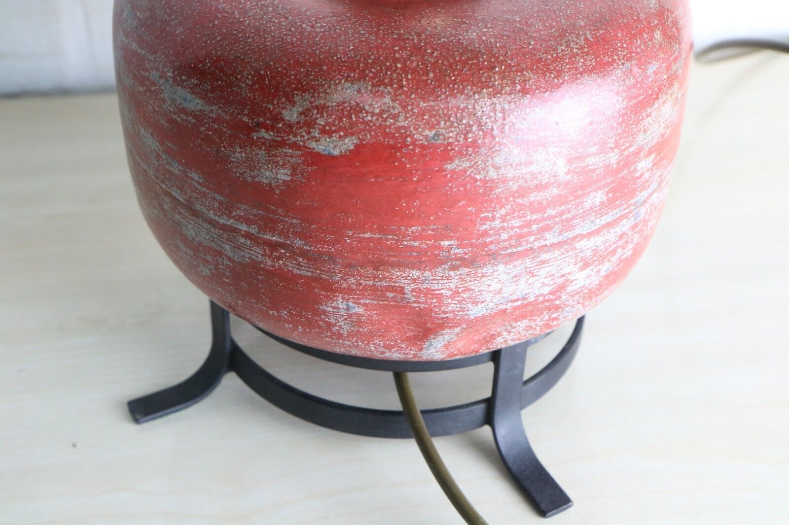 Lighting Table Lamp Antique Mughal Zinc & Brass Water Cooling Vessel 18th Century Ethnic photo