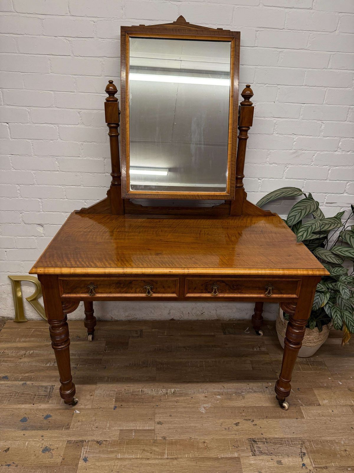 Antique Walnut Dressing Table With Swing Mirror Victorian photo for sale