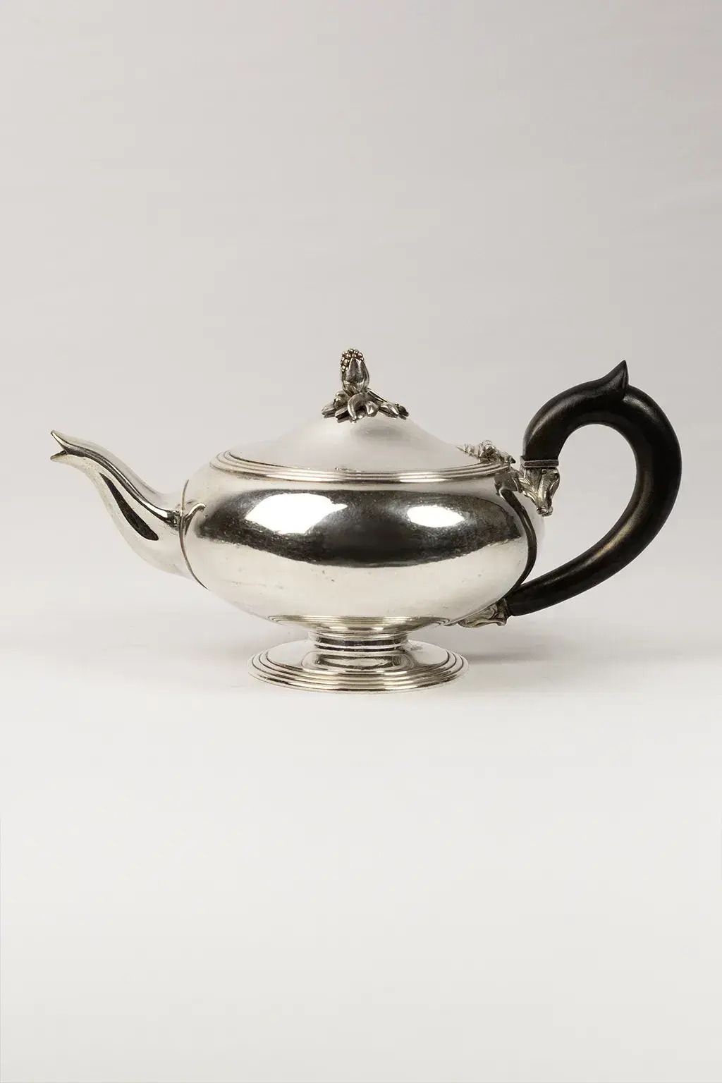 Christofle Teapot In Silver Plated Metal And Blackened Wood – Triple Filet Model, Late 19th Century