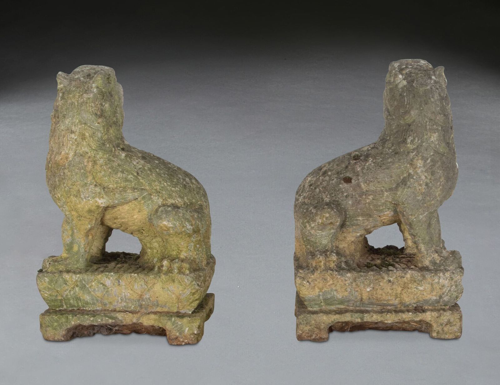 Pair Of 19th Century Chinese Carved Stone Lions photo furniture