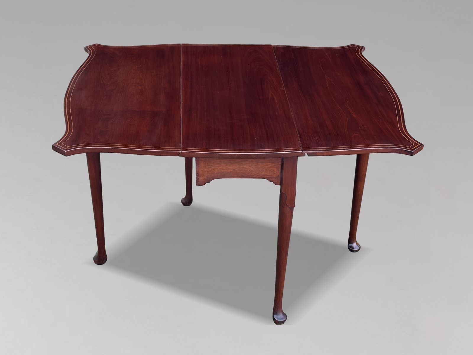 Late 18th Century George III Period Mahogany Marquetry Drop Leaf Dining Table