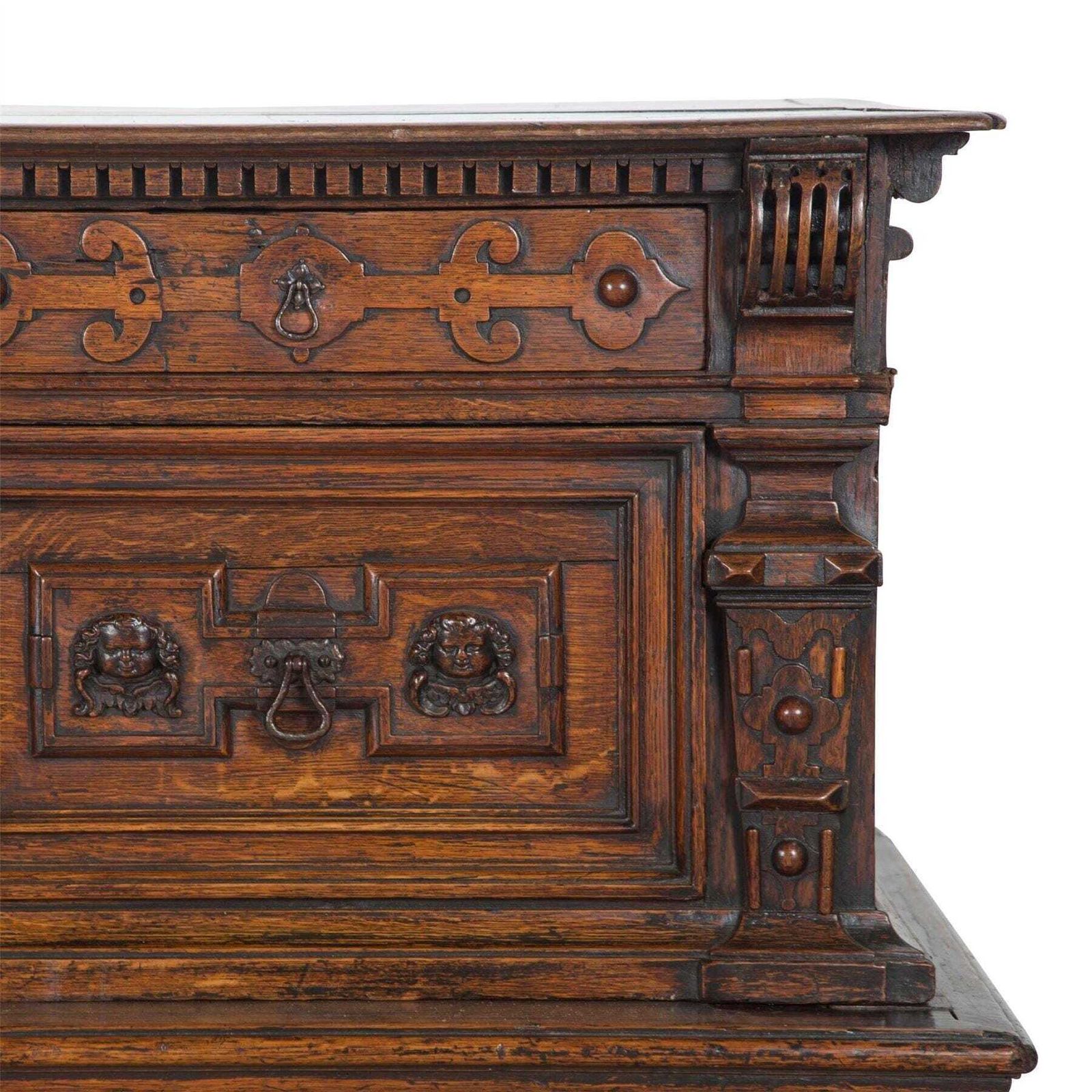 Rare C17th Oak Enclosed Chest photo Furniture