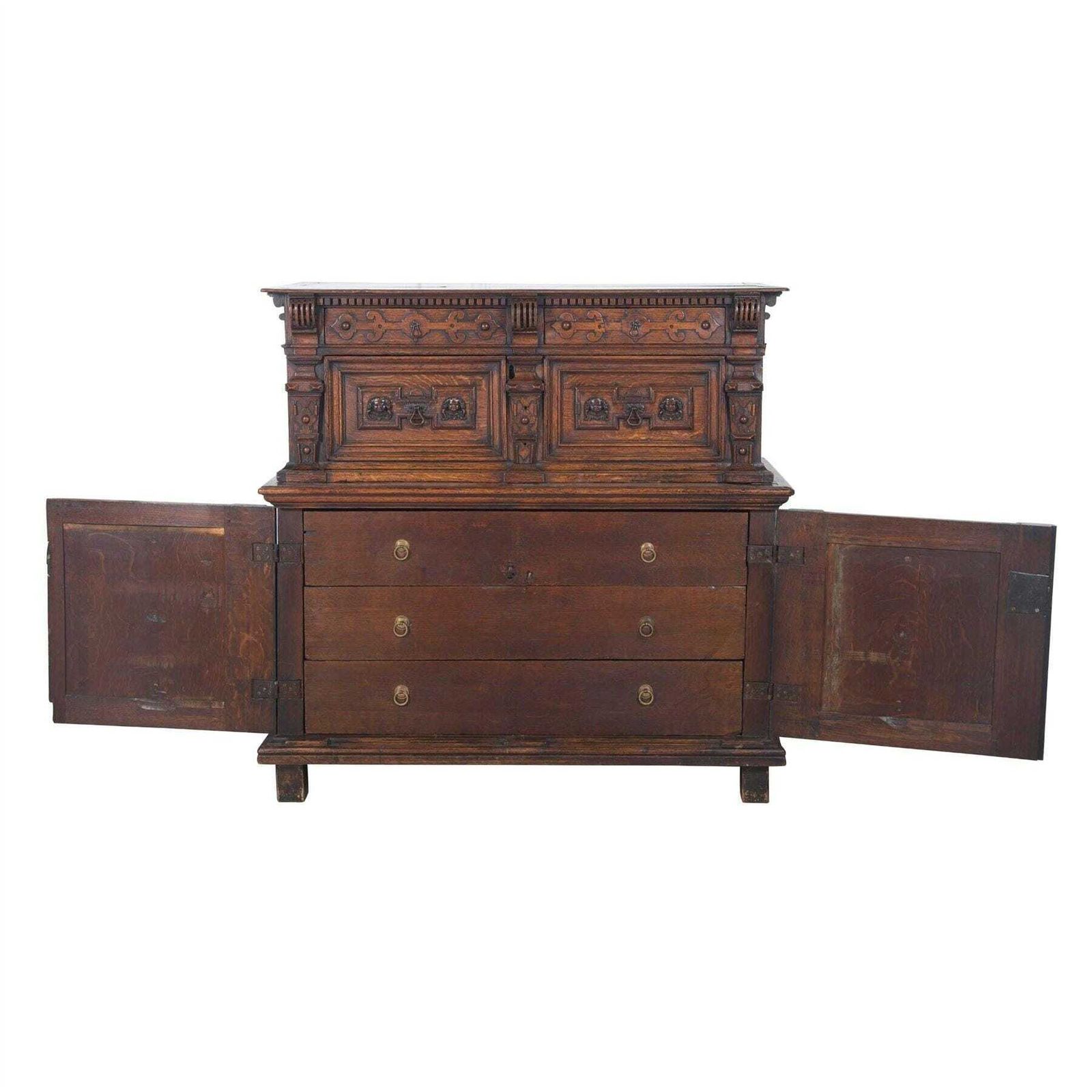 Rare C17th Oak Enclosed Chest photo vinterior