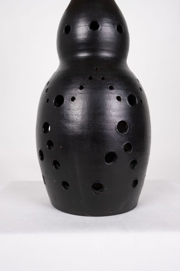 Black Ceramic Lamp In The Style Of Georges Pelletier, France, 1970s photo vinterior