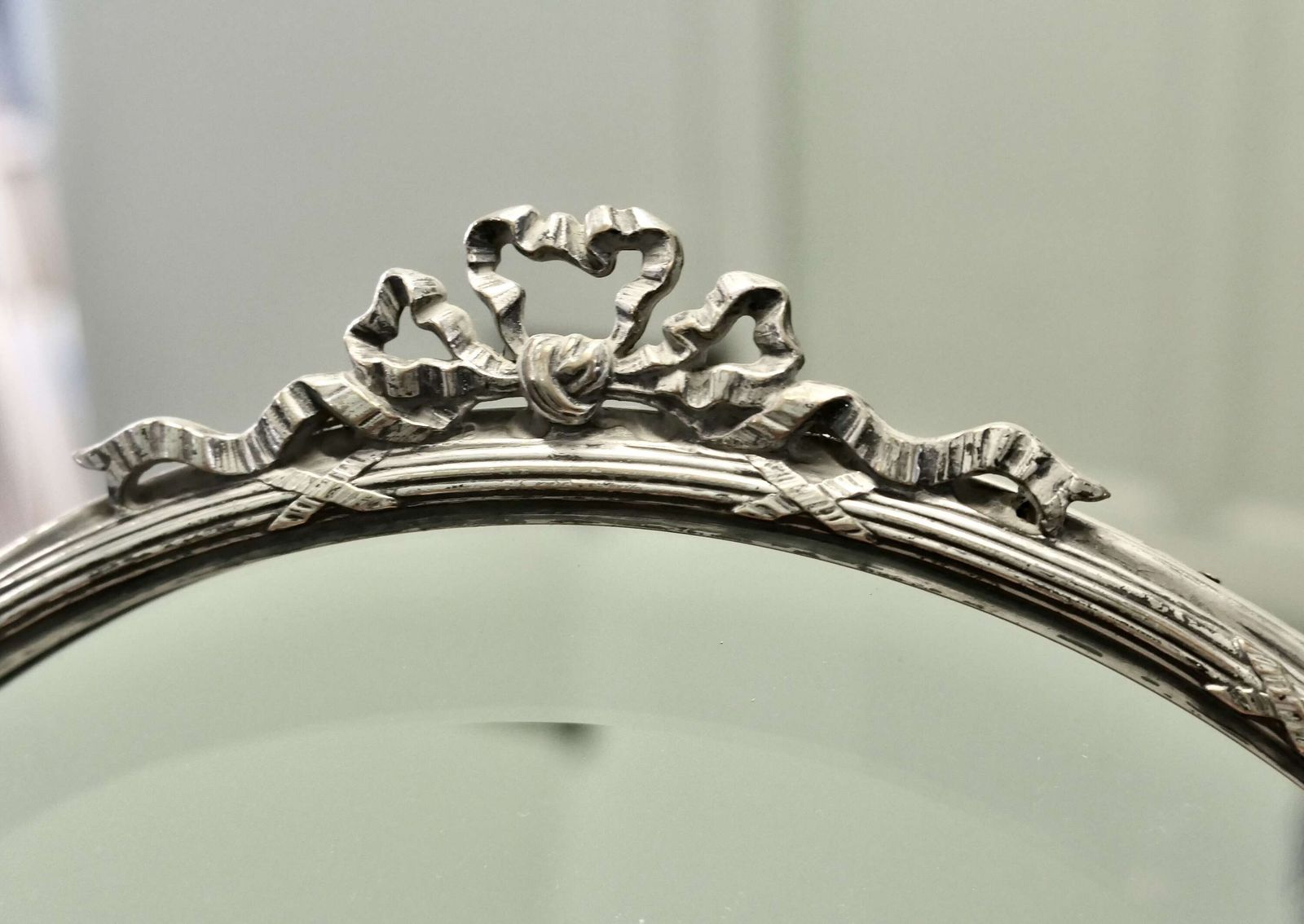 Large French Art Deco Silver Toilet Or Vanity Mirror photo for sale
