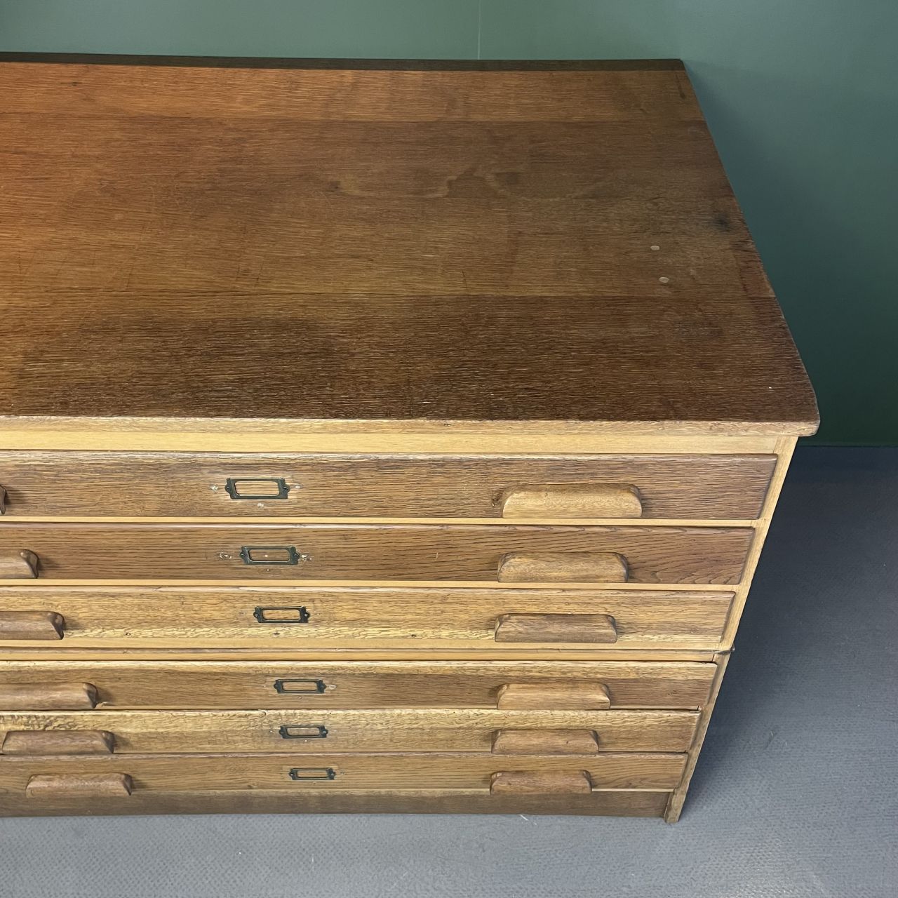 1940s Plan Chest With Original Wooden Handles photo vintage