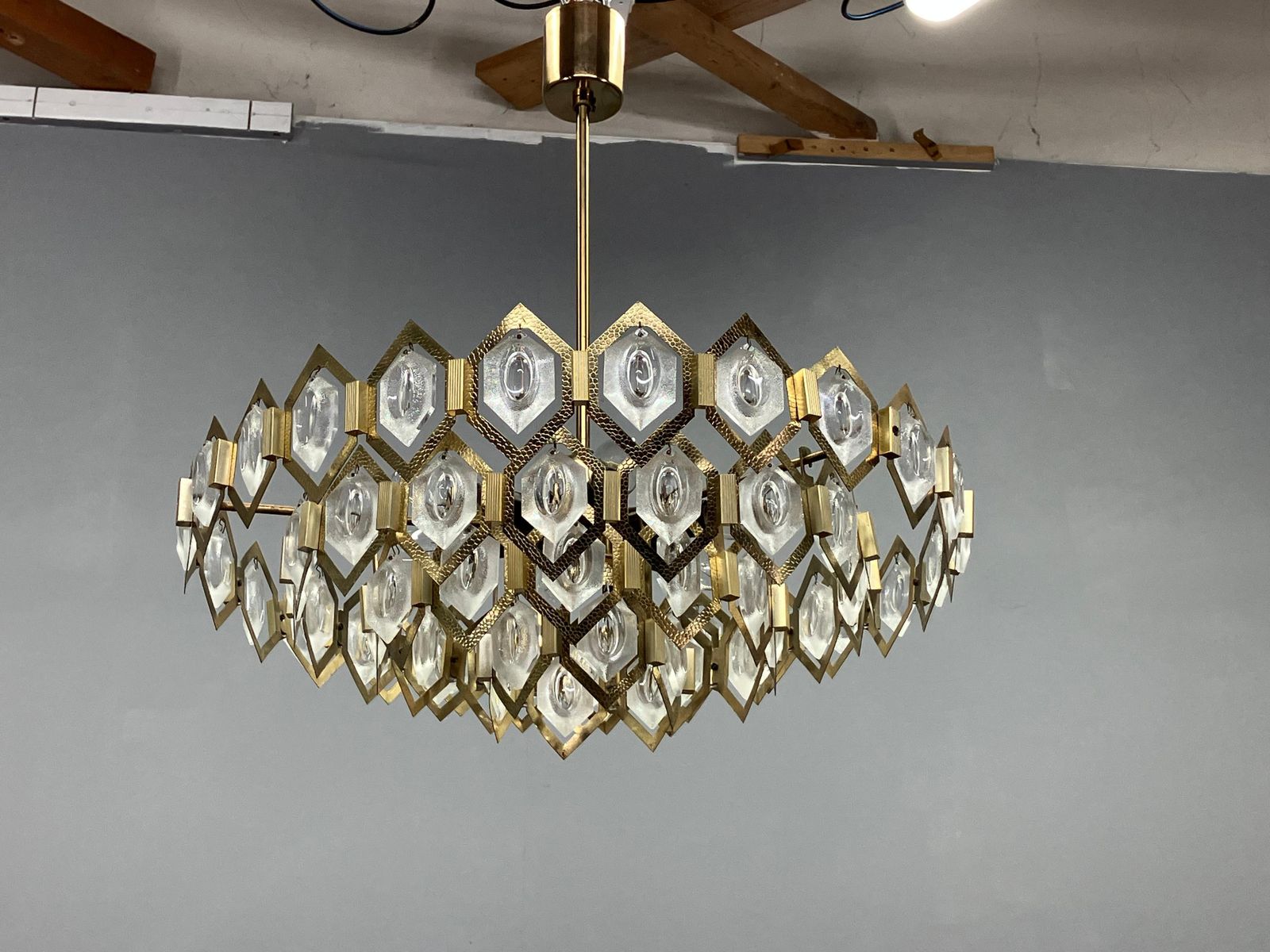 photo furniture 1960s Faceted Glass Chandelier By Jaroslav Bejvl For Kamenicky Senov