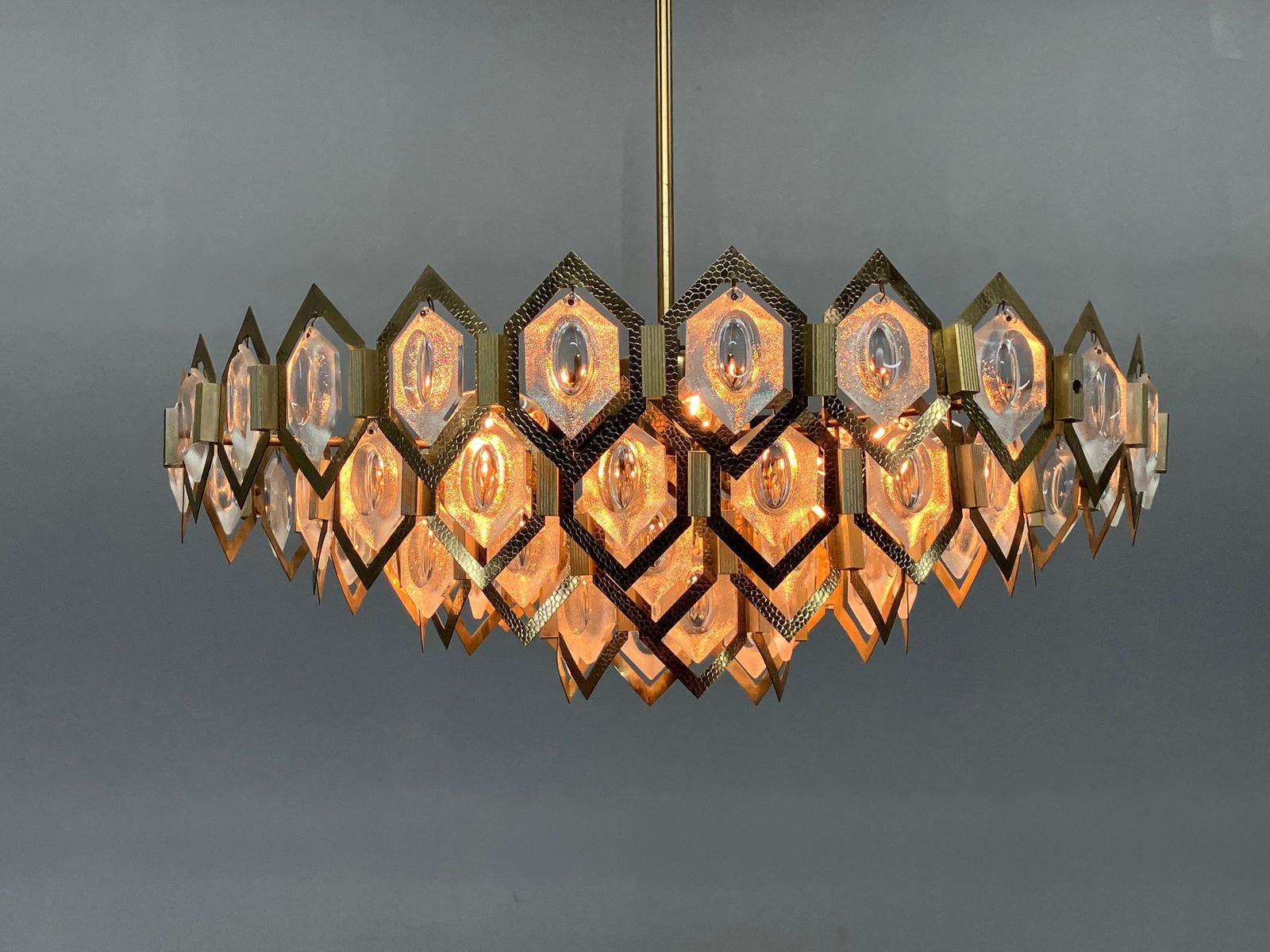 1229.0 1960s Faceted Glass Chandelier By Jaroslav Bejvl For Kamenicky Senov photo