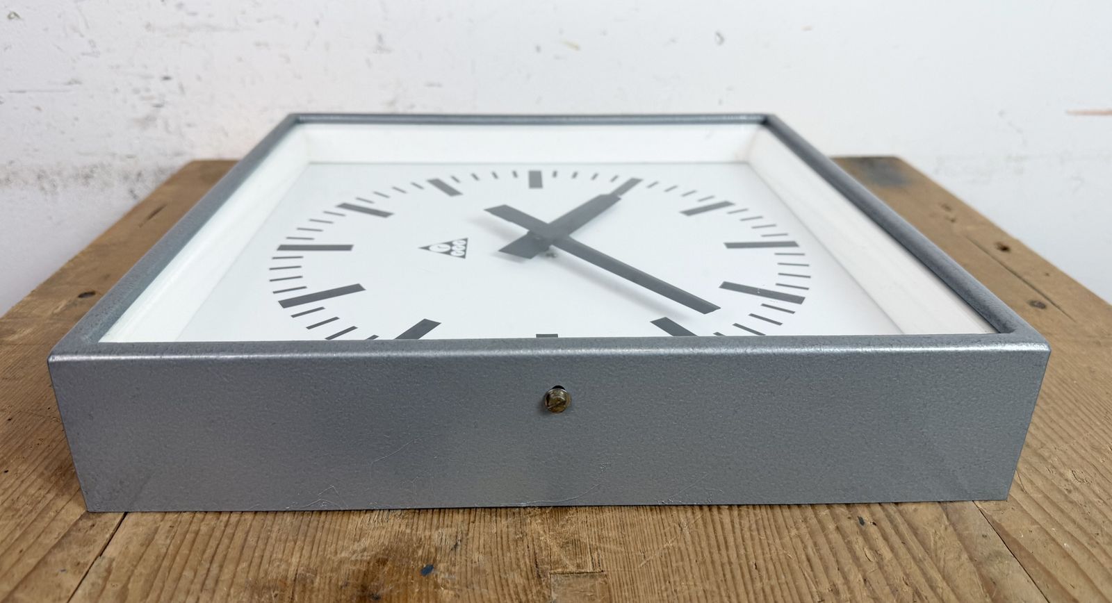 Grey Industrial Square Wall Clock From Pragotron, 1970s photo furniture