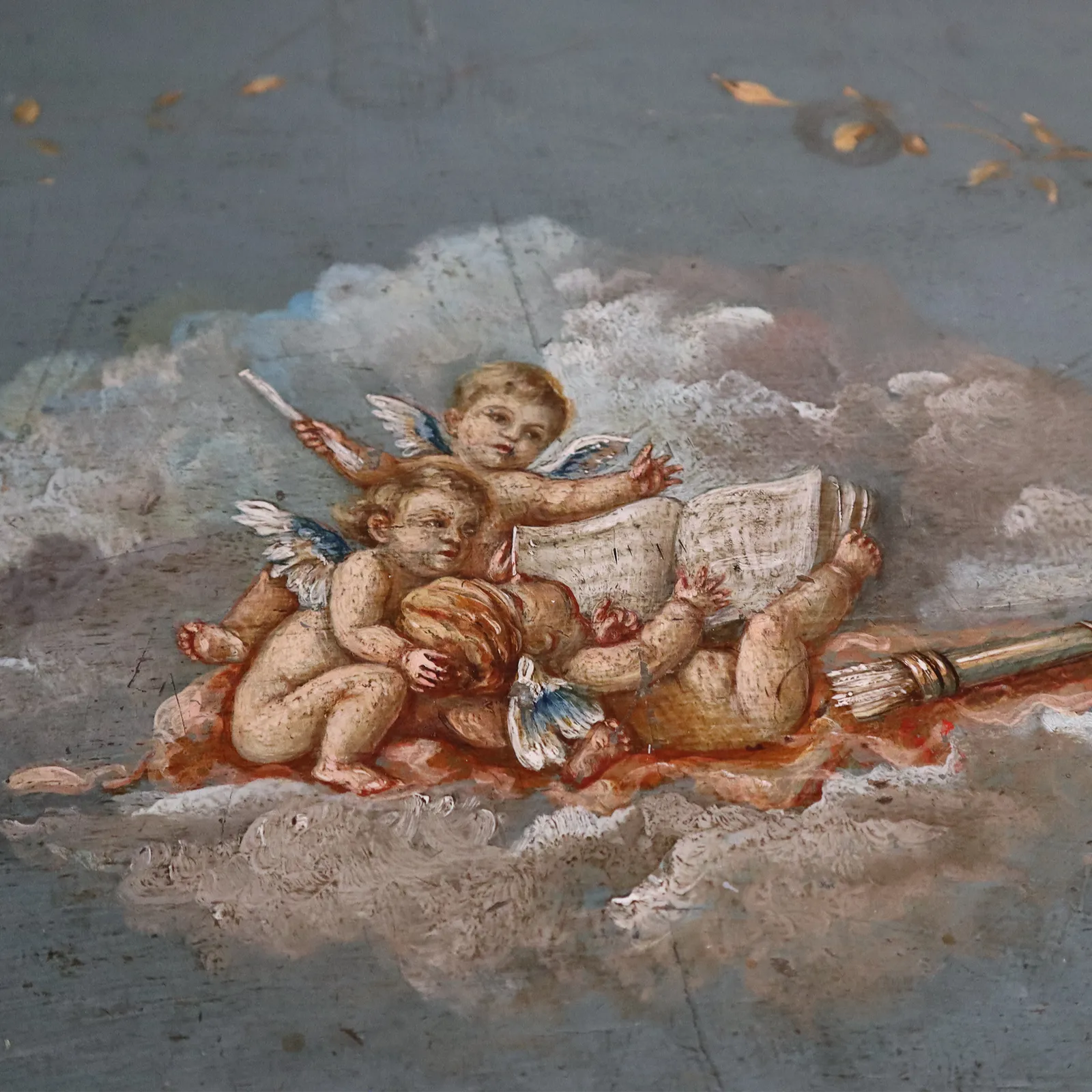Antique French Painted, 'Angelica Kauffman' Style Mahogany Chest Of Drawers photo Furniture