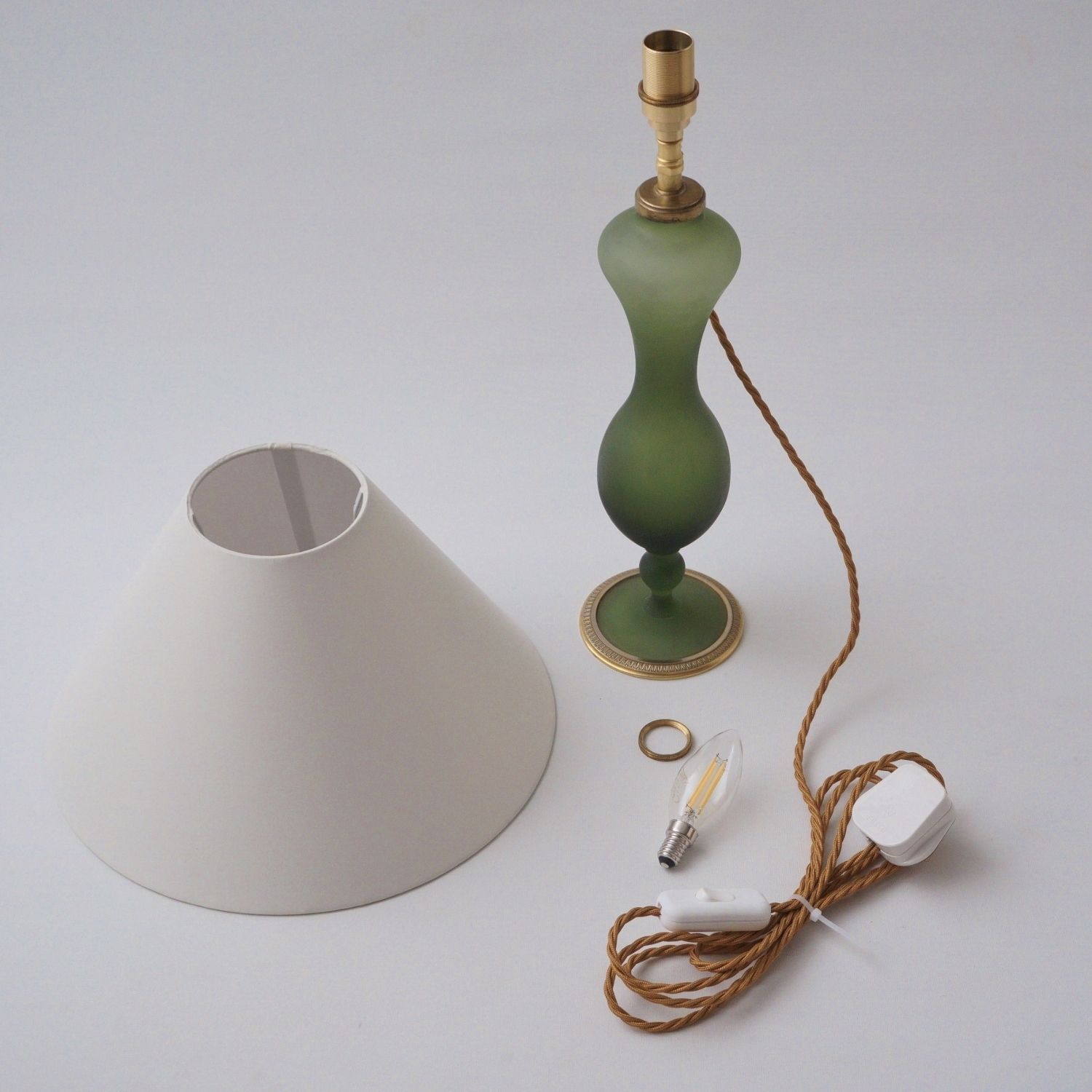 photo furniture Art Nouveau Baccarat Satin Glass & Ormolu Table Lamp, 1890`s Ca, French   Rewired