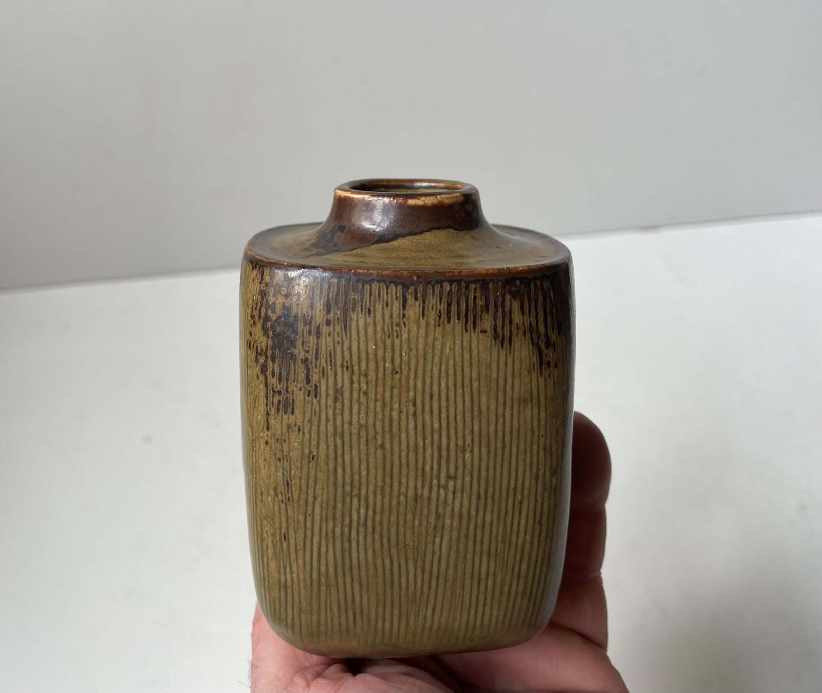 Valdemar Petersen Danish Stoneware Vase In Earthy Brown Glazes For B&G, 1960s photo for sale