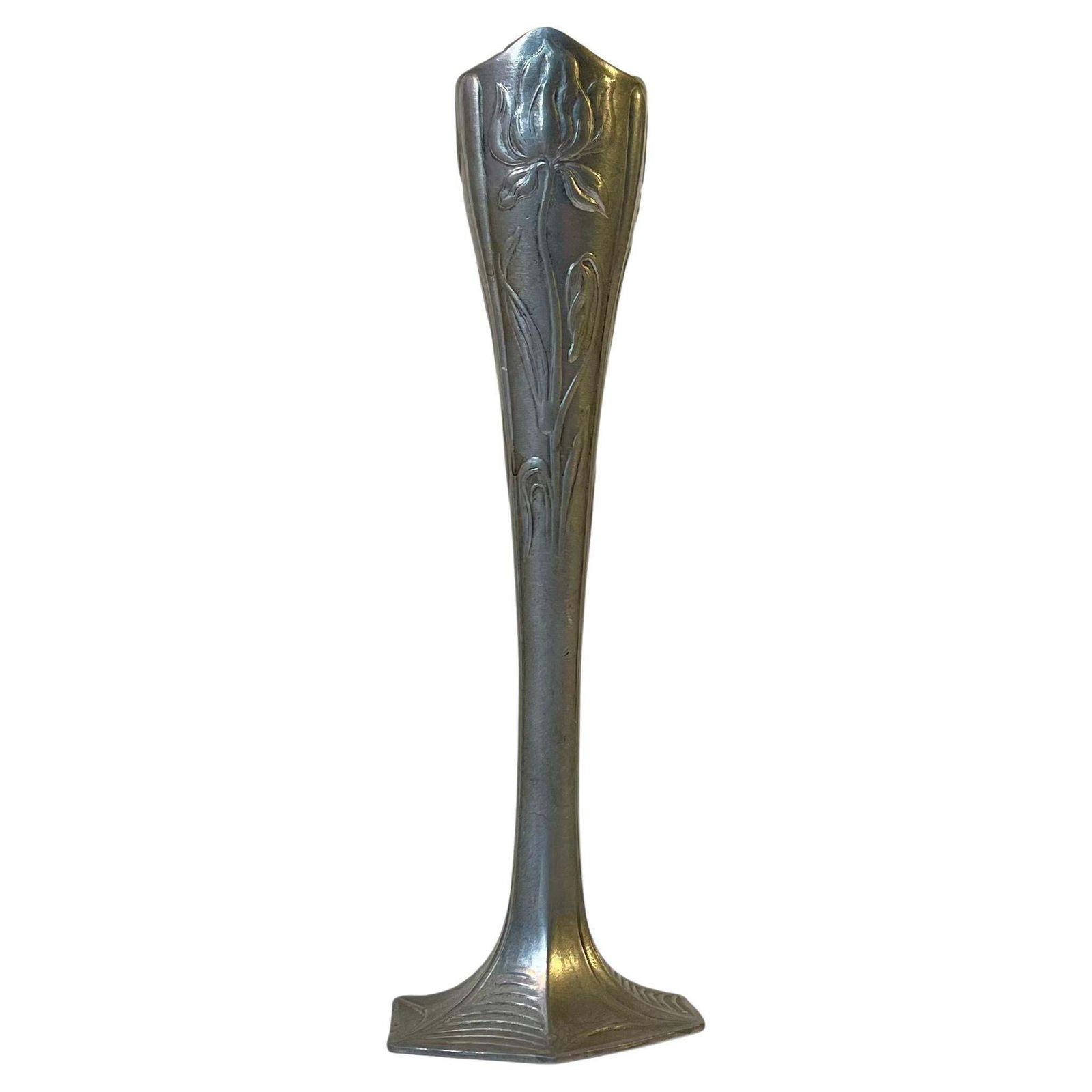 Art Nouveau Kayserzinn Pewter Iris Vase By Hugo Leven