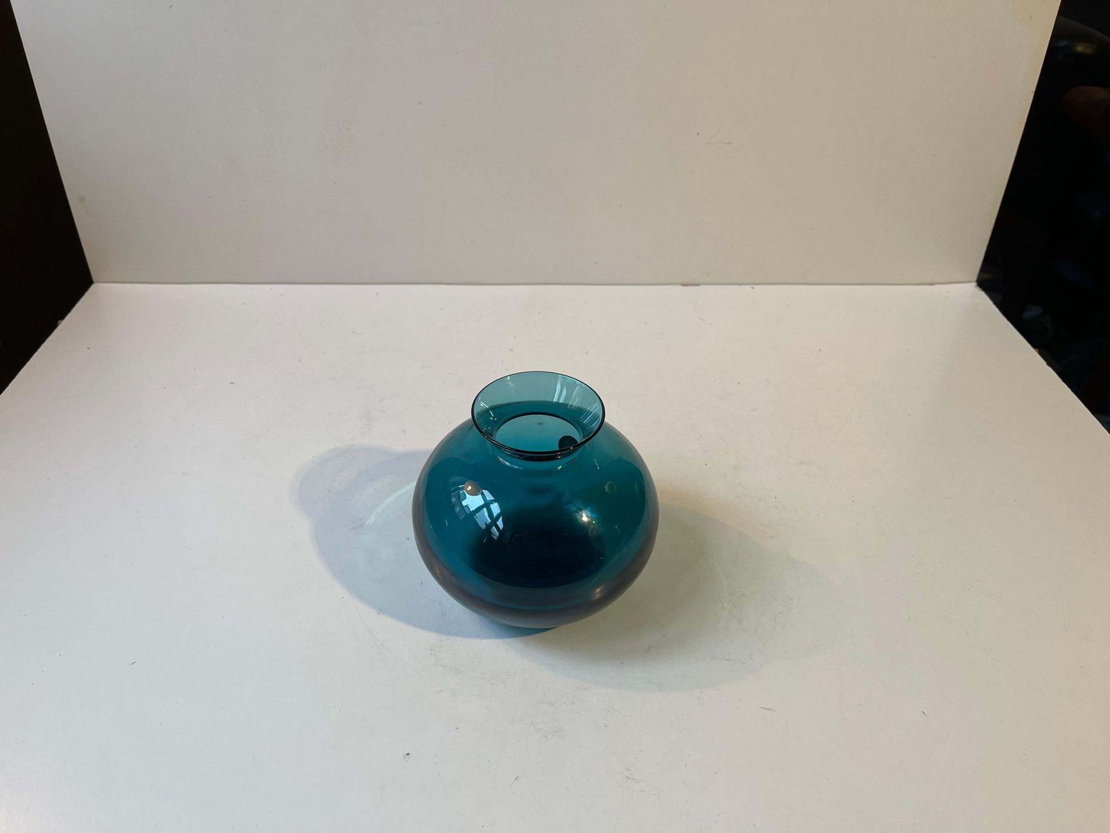 Swedish Modern Petrol Blue Glass Vase By Gunnar Ander For Lindshammar photo Home Decor