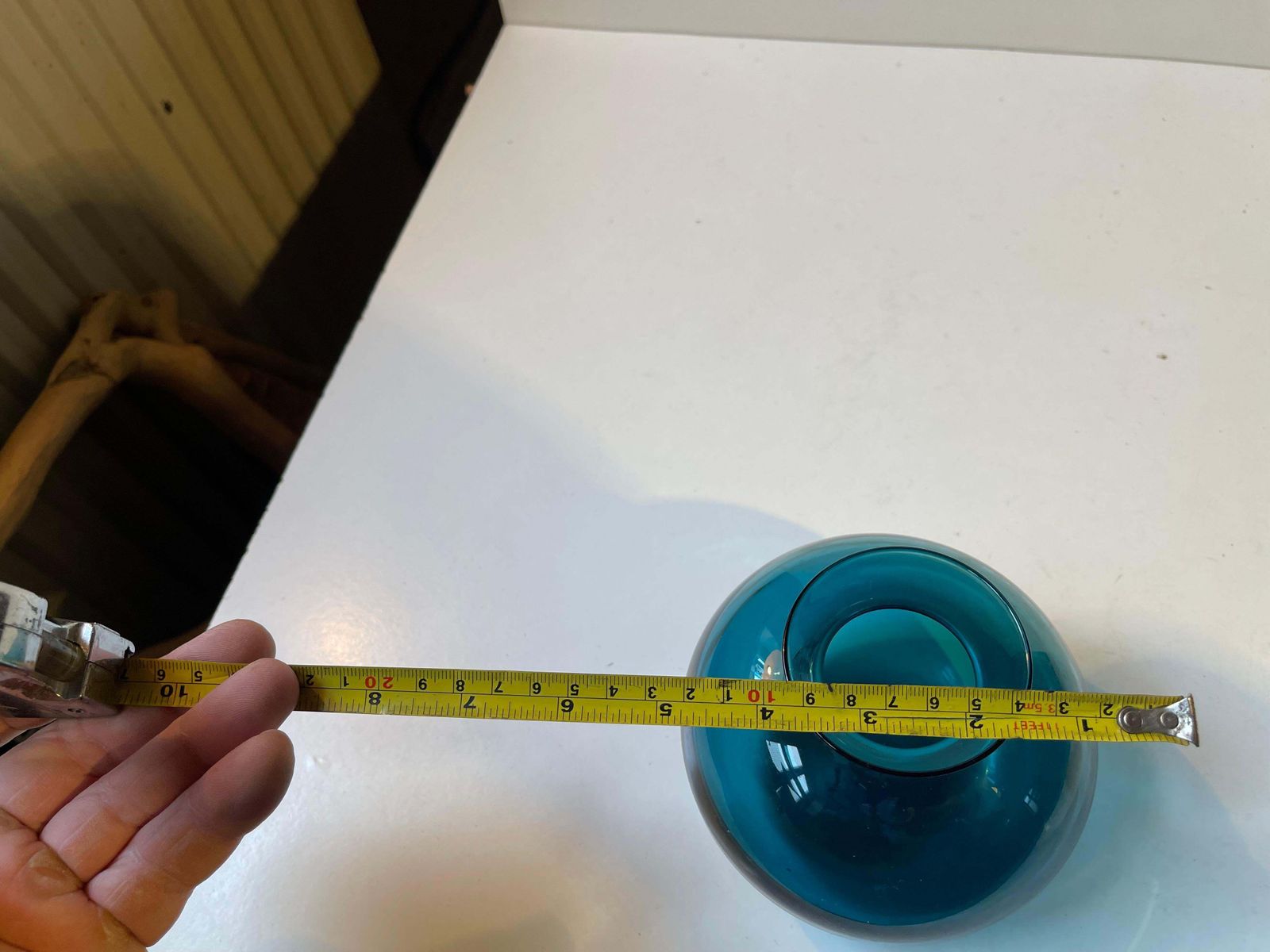 Swedish Modern Petrol Blue Glass Vase By Gunnar Ander For Lindshammar photo vintage