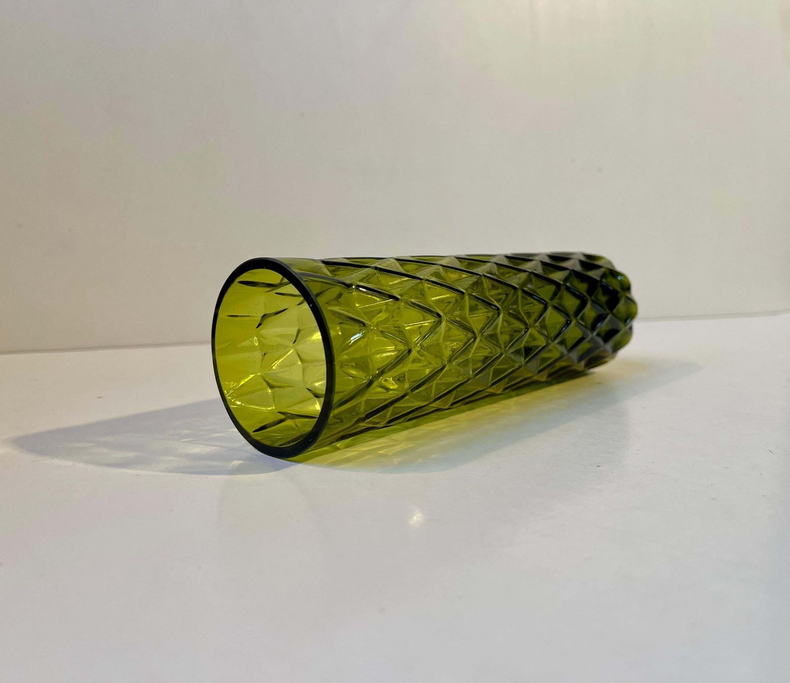 Geometric French Art Deco Vase In Tinted Green Glass photo 251.0