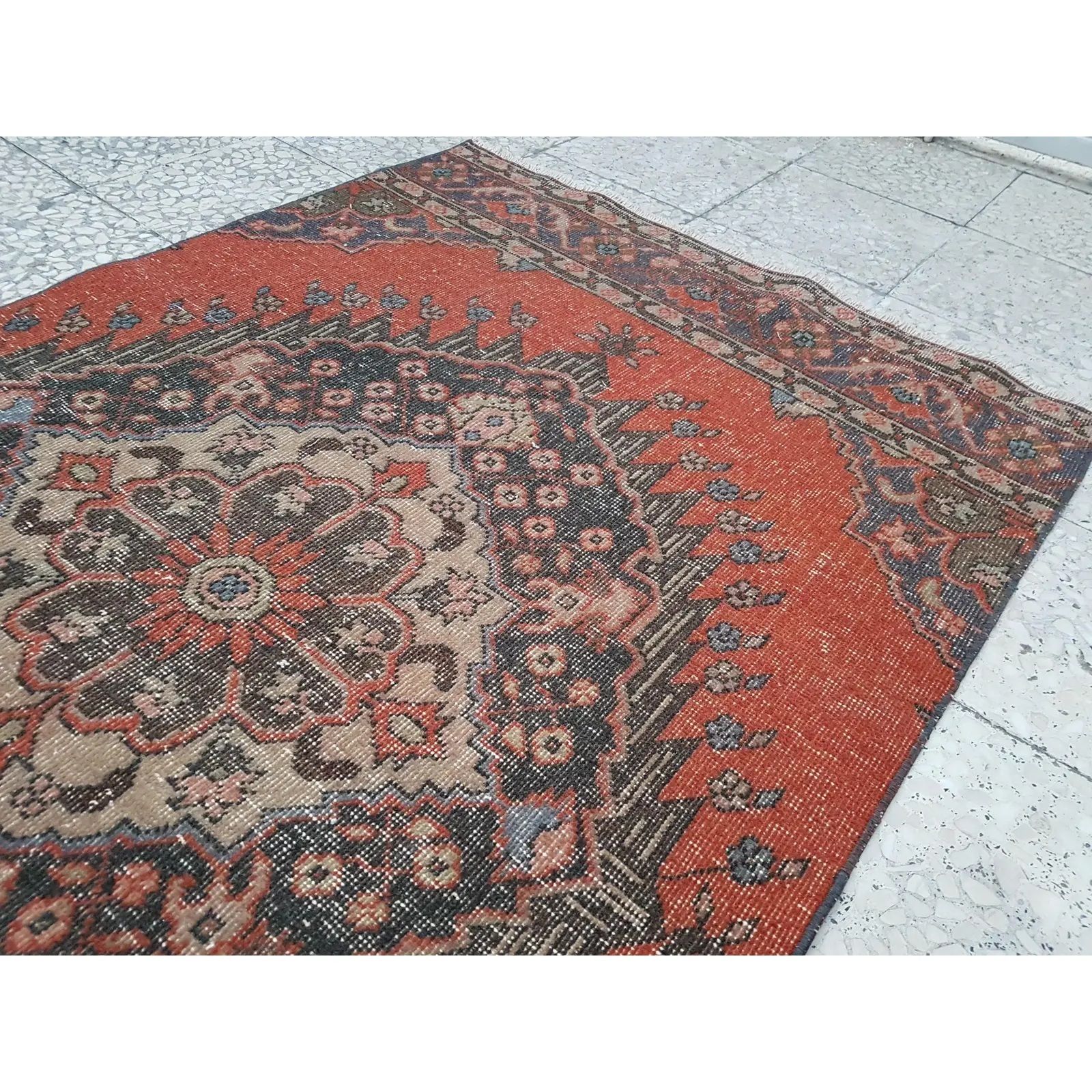1960s Vintage Turkish Oushak Extra Long And Wide Runner 3'4" X 13'3" photo 750.0