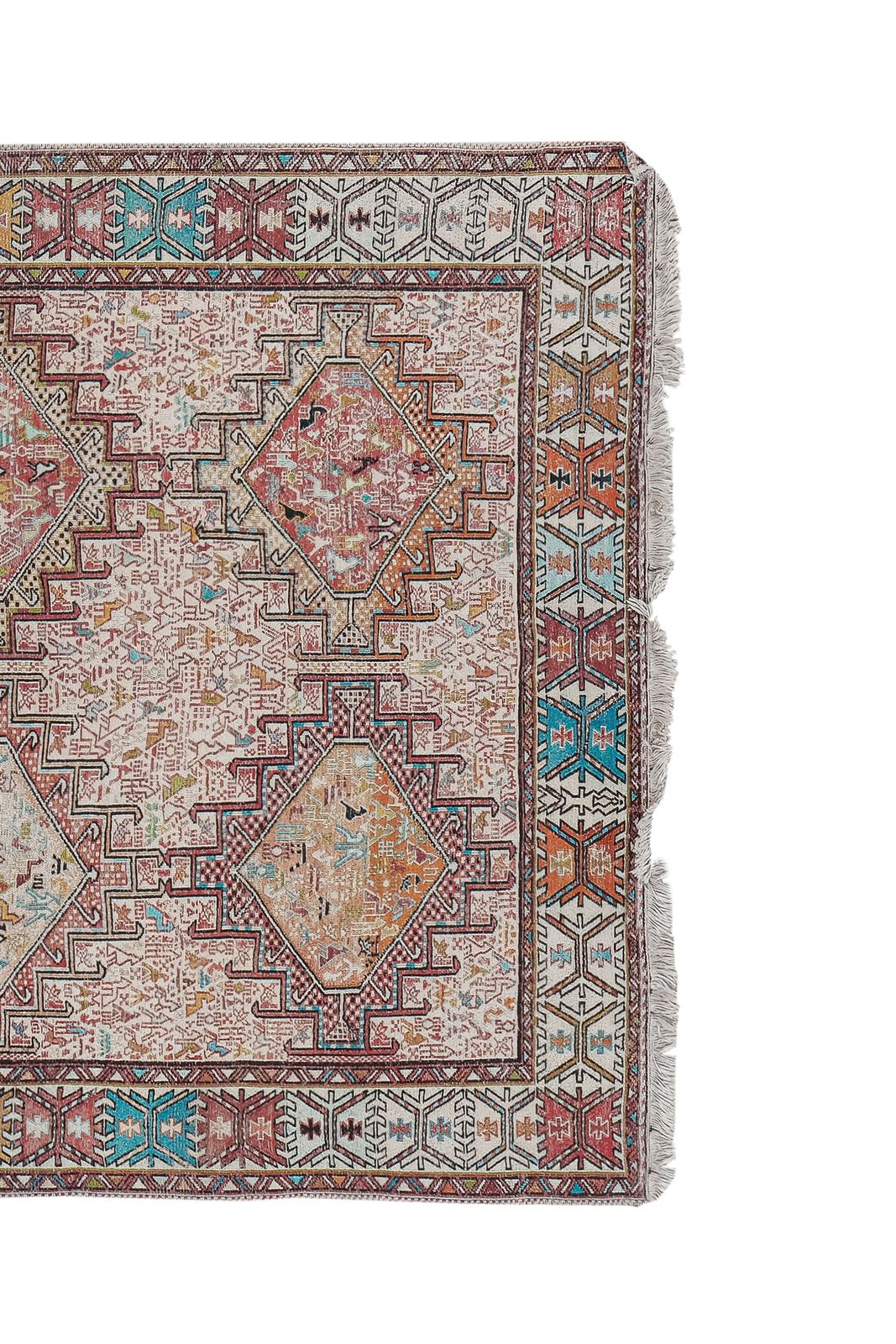 1960s Distressed Turkish Animal Soumac Rug 3'10'' X 6'7'' photo 700.0