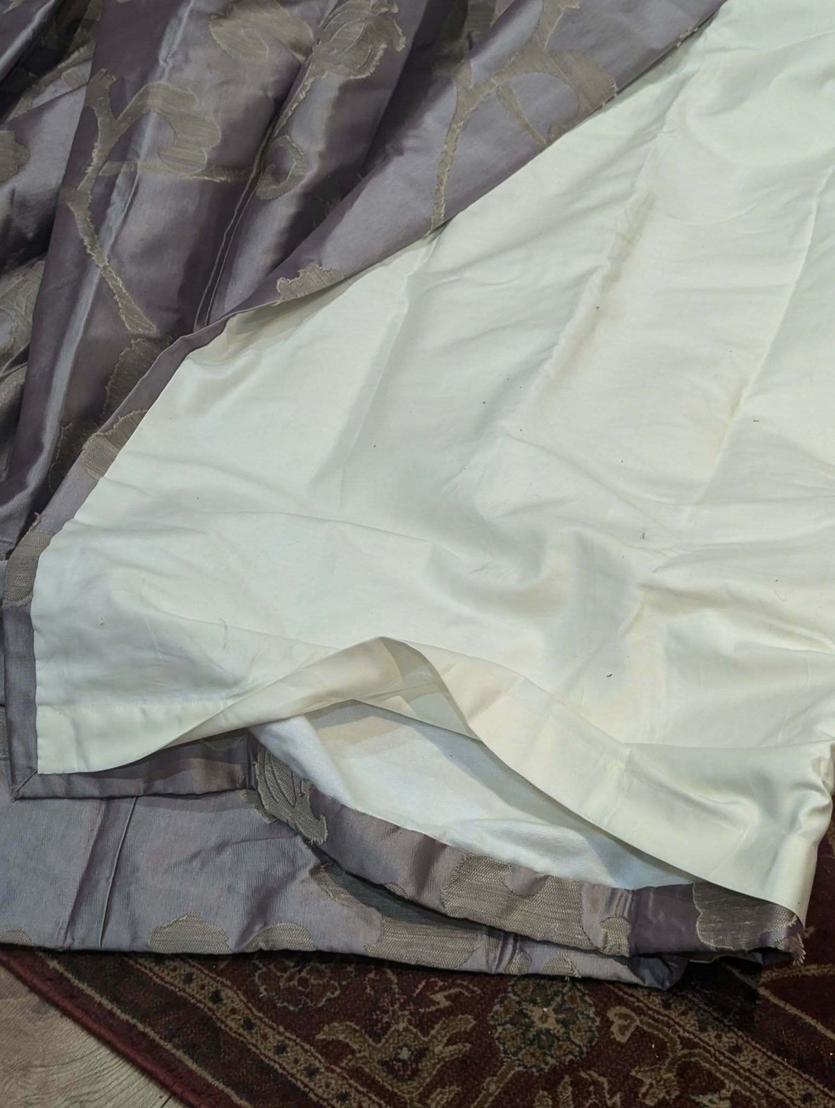 Fabulous Violet Silk Mix Pinch Pleat Second Hand Curtains   W220 D310 photo for sale