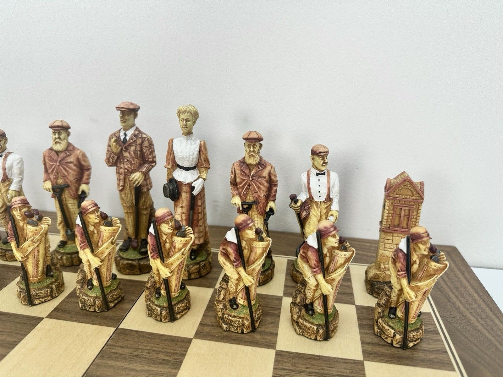 Sac Studio Anne Carlton History Of Golf Chess Set 5” King Hand Painted W/ Board photo for sale
