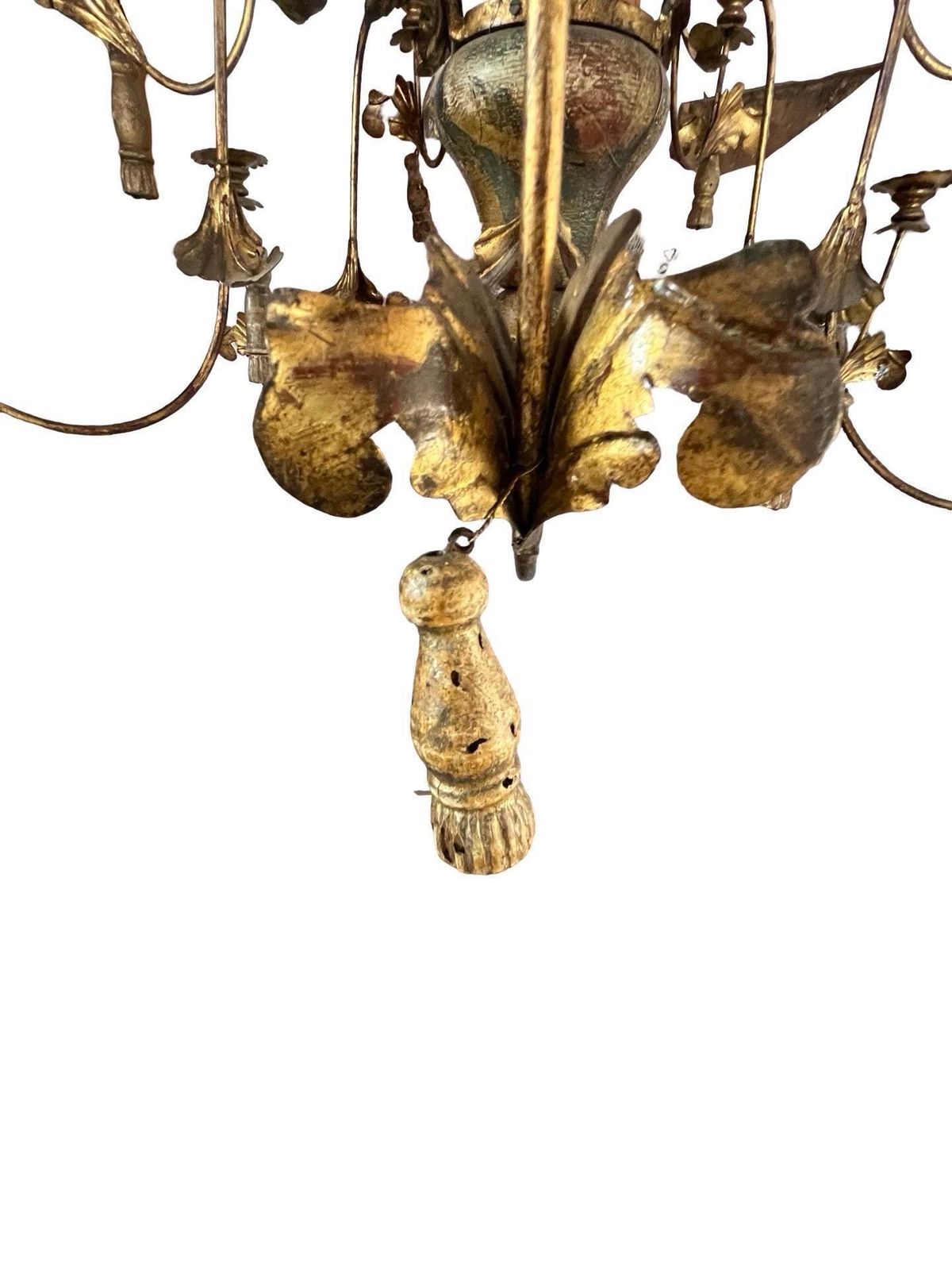 20th Century Italian Iron And Wood Pair Of Chandeliers photo for sale