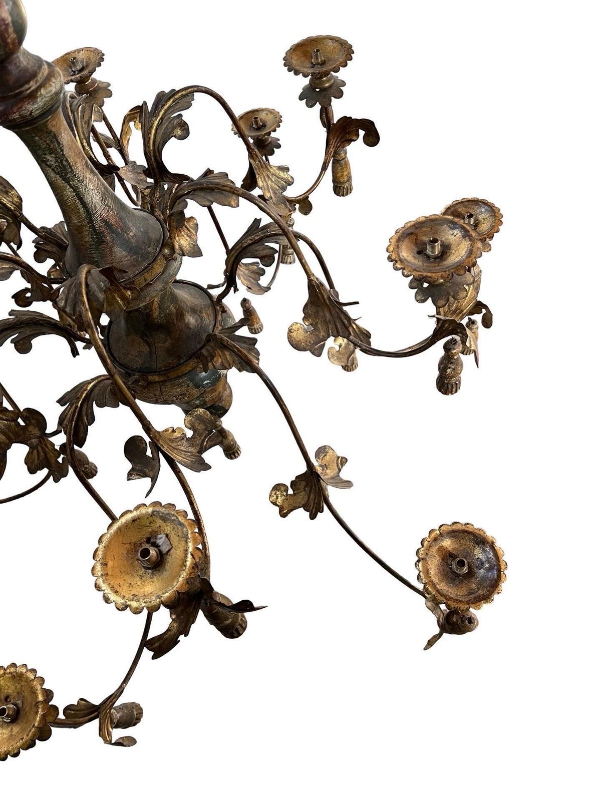 20th Century Italian Iron And Wood Pair Of Chandeliers photo buy