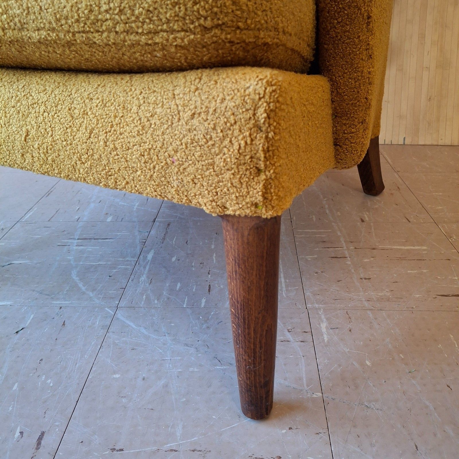Fab Vintage Parker Knoll Pk757 Papa Bear Chair Armchair Ochre Mustard Boucle photo Furniture