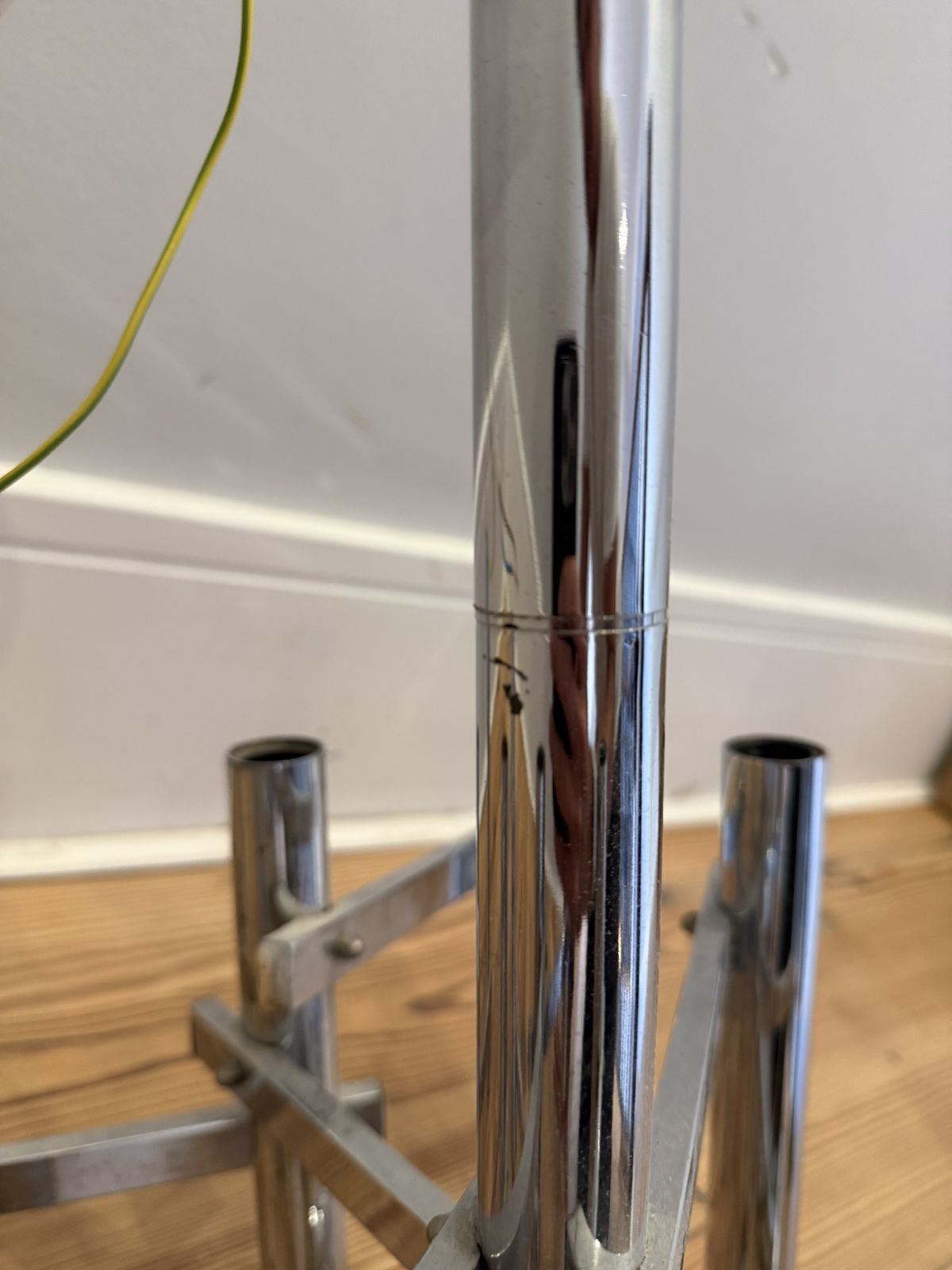 Vintage Italian Gaetano Sciolari Style Chrome Metal Chandelier (Needs Restoration) photo vinterior
