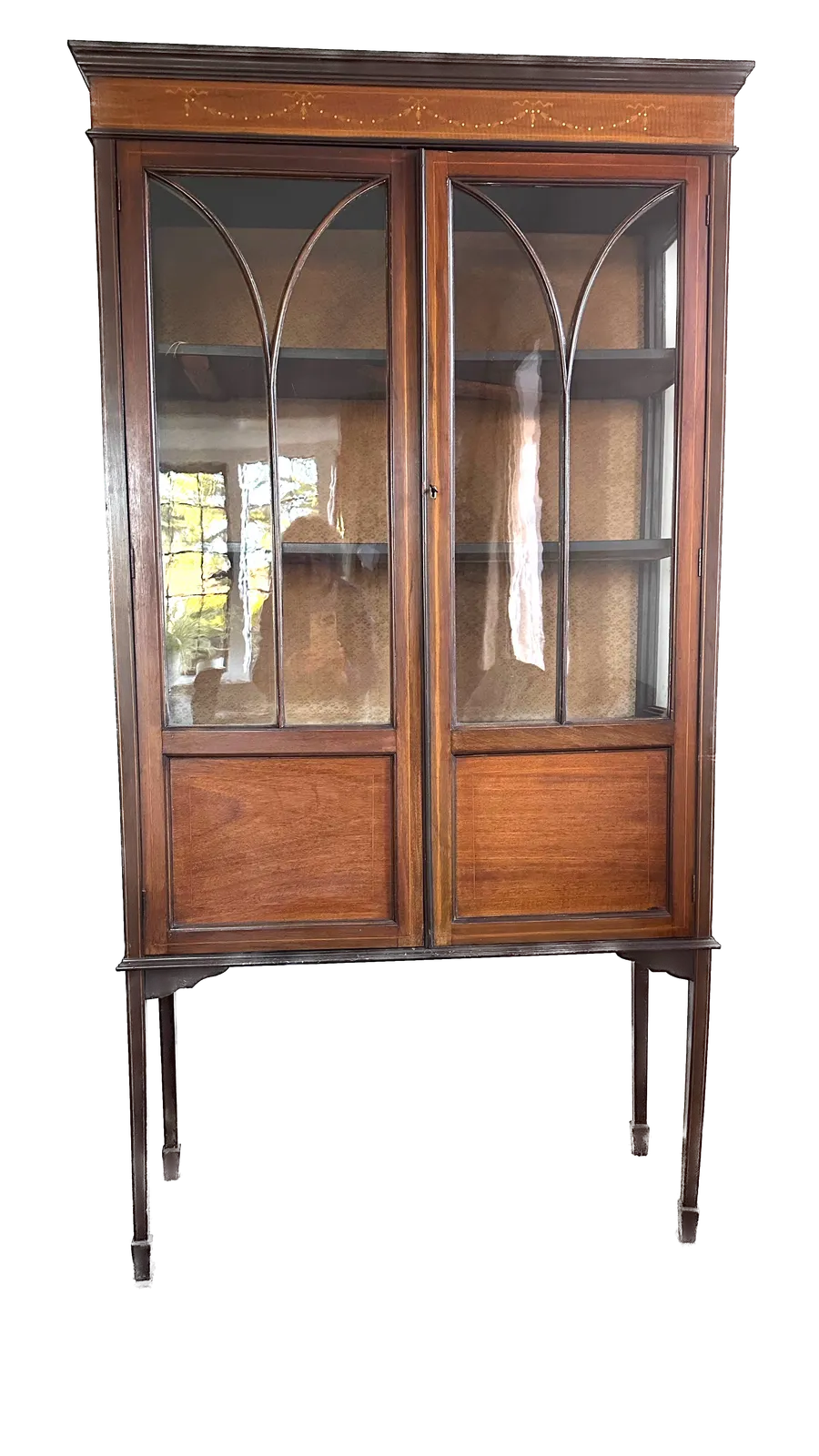 Edwardian Display Cabinet In Inlaid Mahogany With Glass Doors And Side Panels, Circa 1900. photo furniture