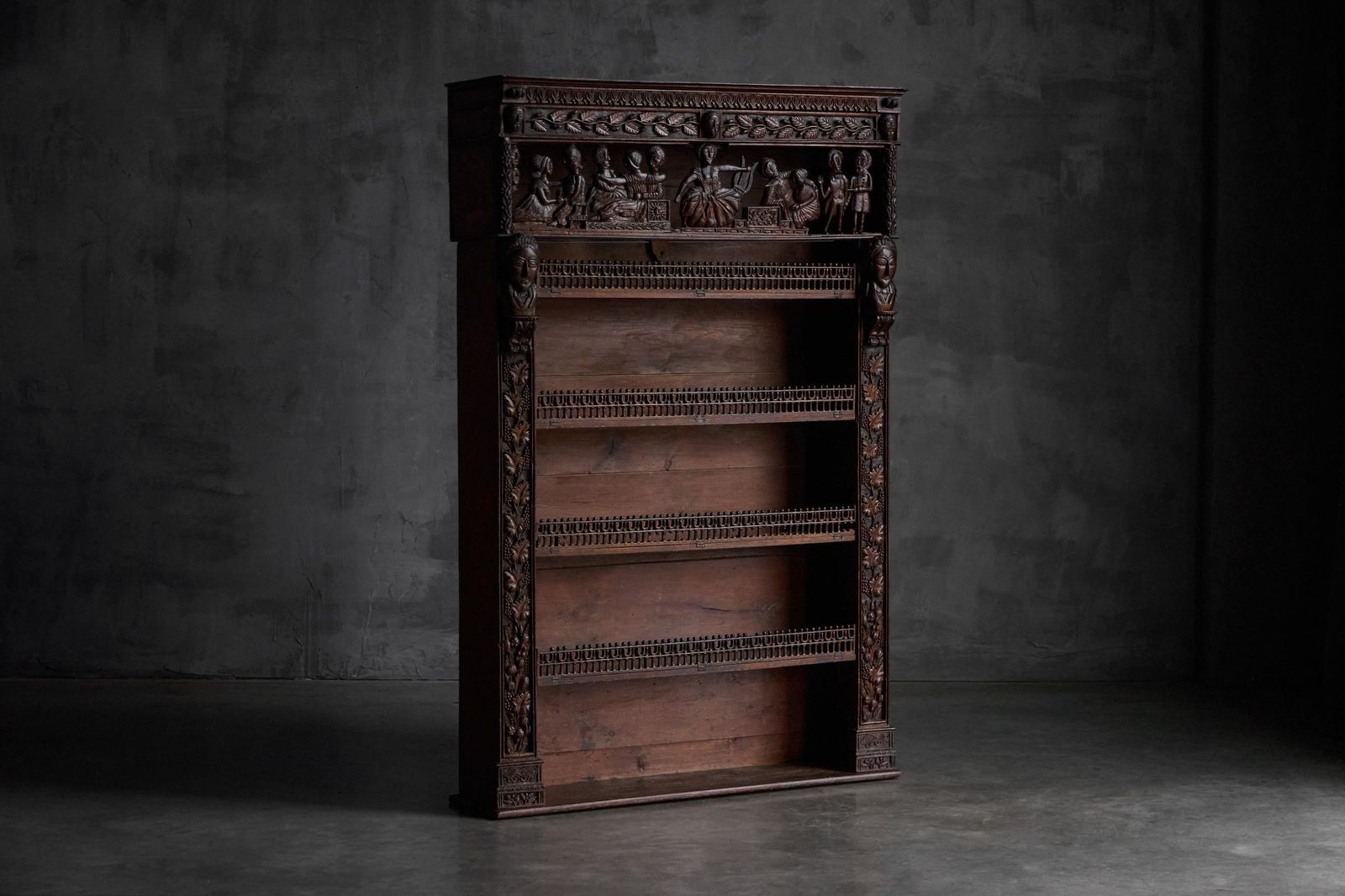 Antique Expressive Carved Bookcase, France, 19th Century photo furniture