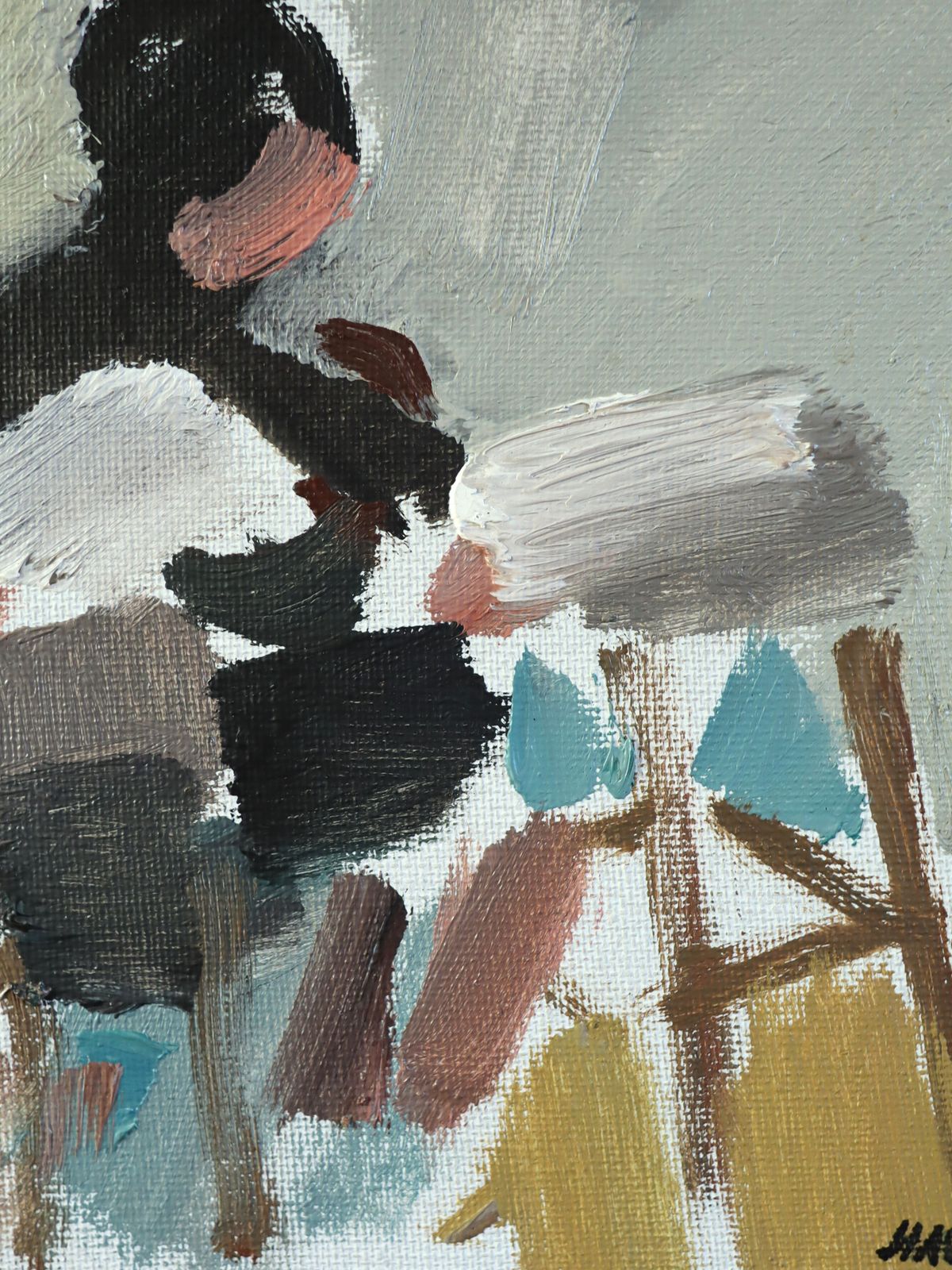 photo for sale The Craft Of Two Oil Painting, Mid 20th Century
