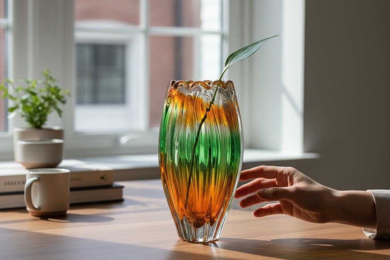 Original Narumi Sanyu Fantasy Ribbed Swirl Vase, C. Late 1960s–70s. photo for sale