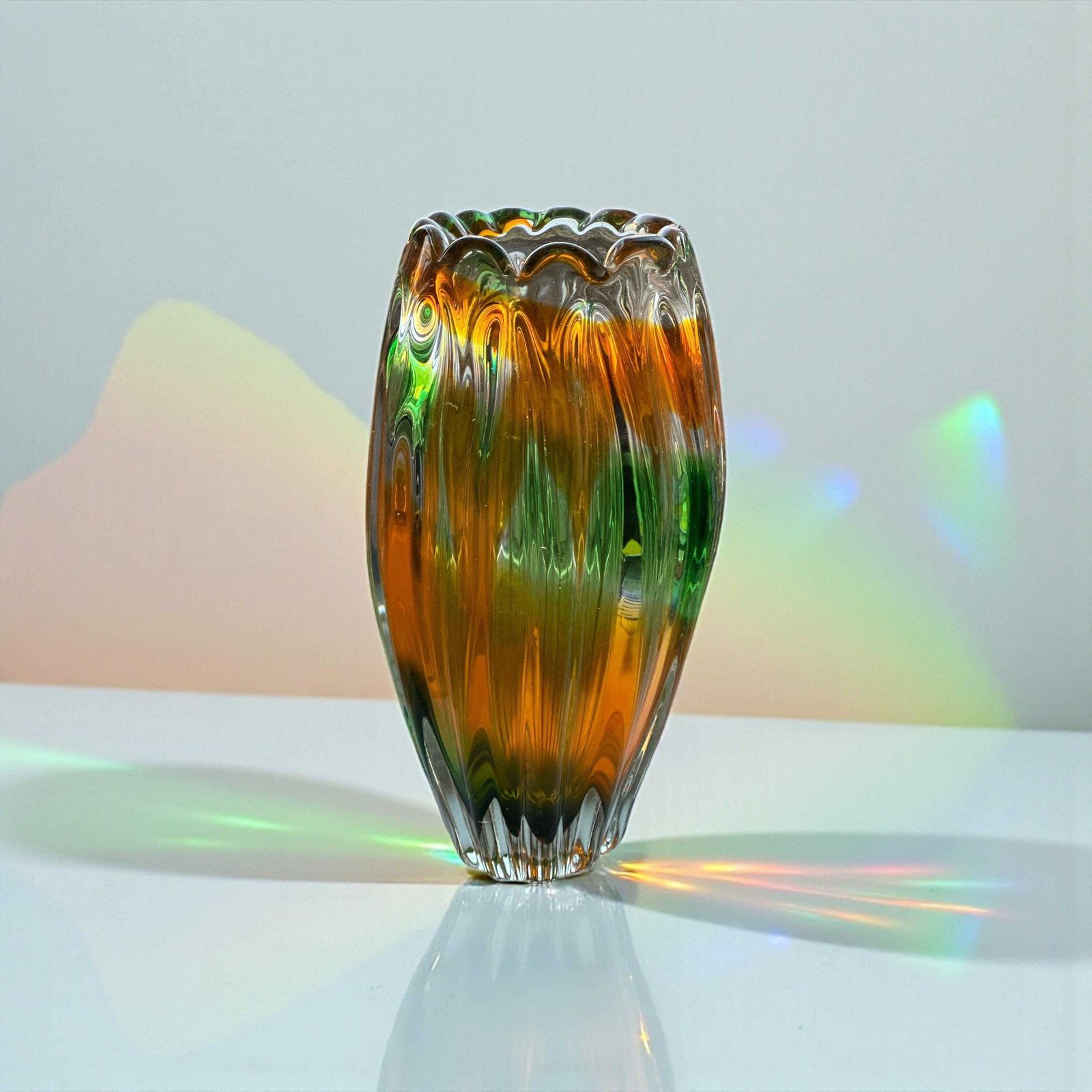 Original Narumi Sanyu Fantasy Ribbed Swirl Vase, C. Late 1960s–70s.