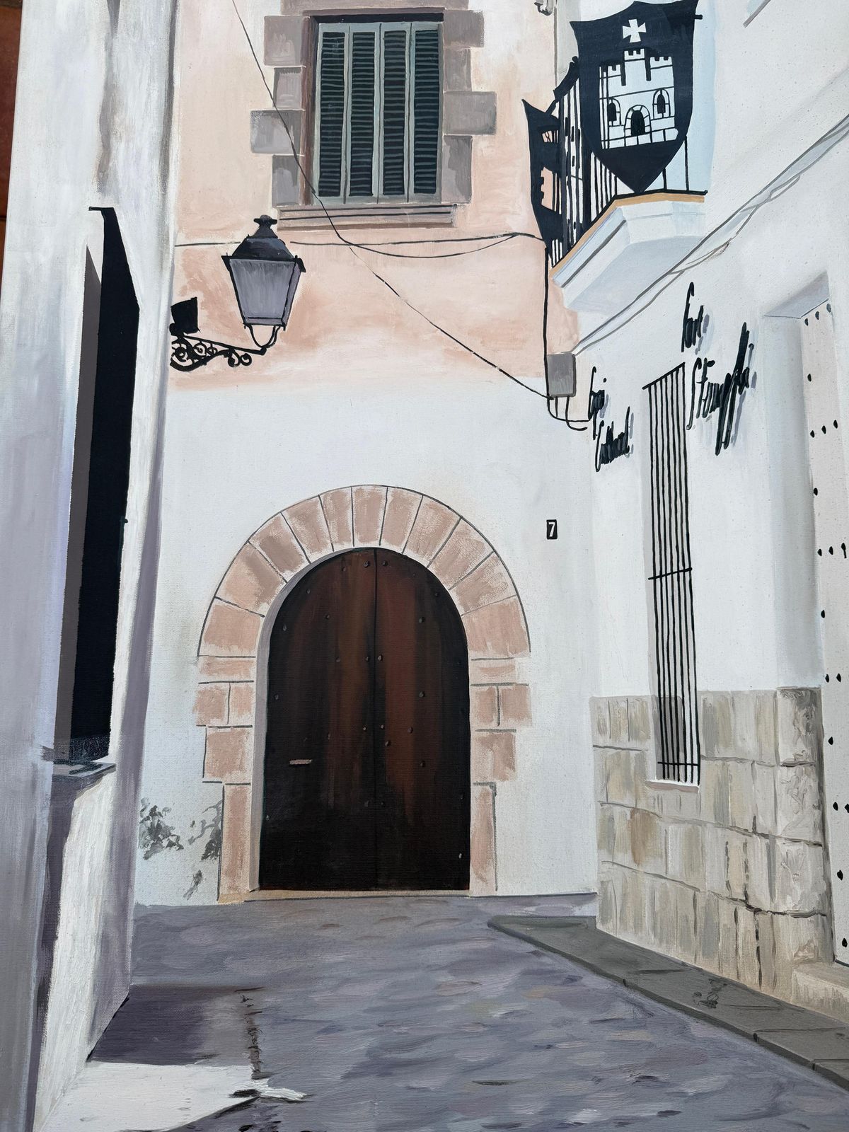 Fernando Cobo Arcas Historic Street In Sitges Spain Oil On Canvas Painting 2002 photo buy