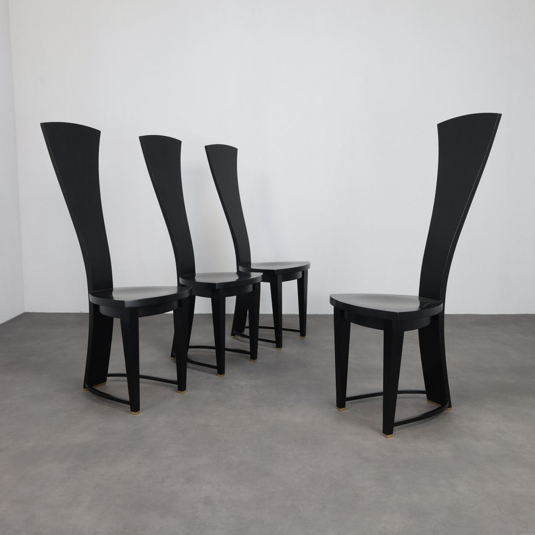 Rare Set Of Four Highback Dining Chairs, Italy, 1990s