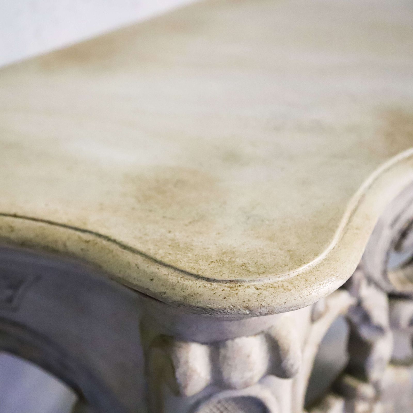 Pair Of 1930s French Hand Carved Wall Console Tables In Antique White Finish photo buy