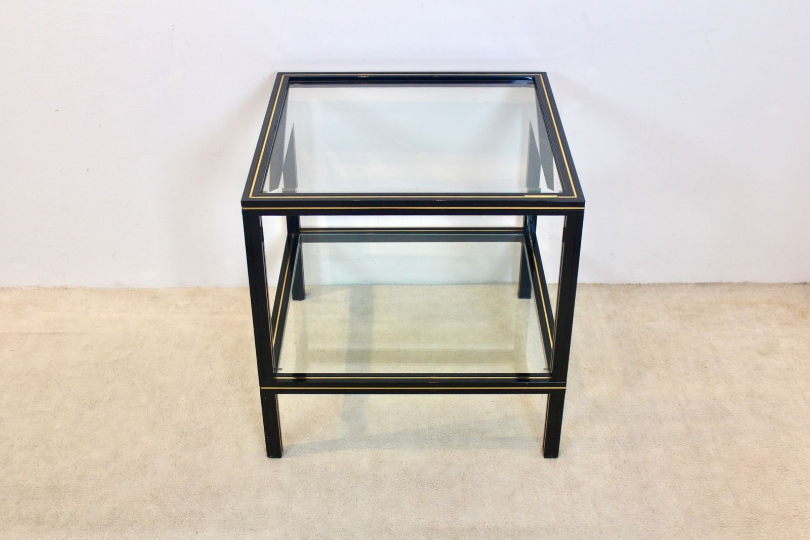 Pierre Vandel Black Aluminum And Brass Side Table, France, 1970s photo furniture