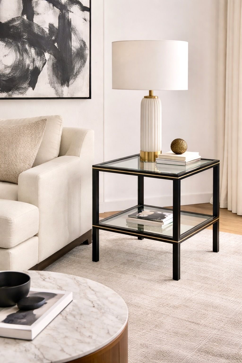 892.0 Pierre Vandel Black Aluminum And Brass Side Table, France, 1970s photo