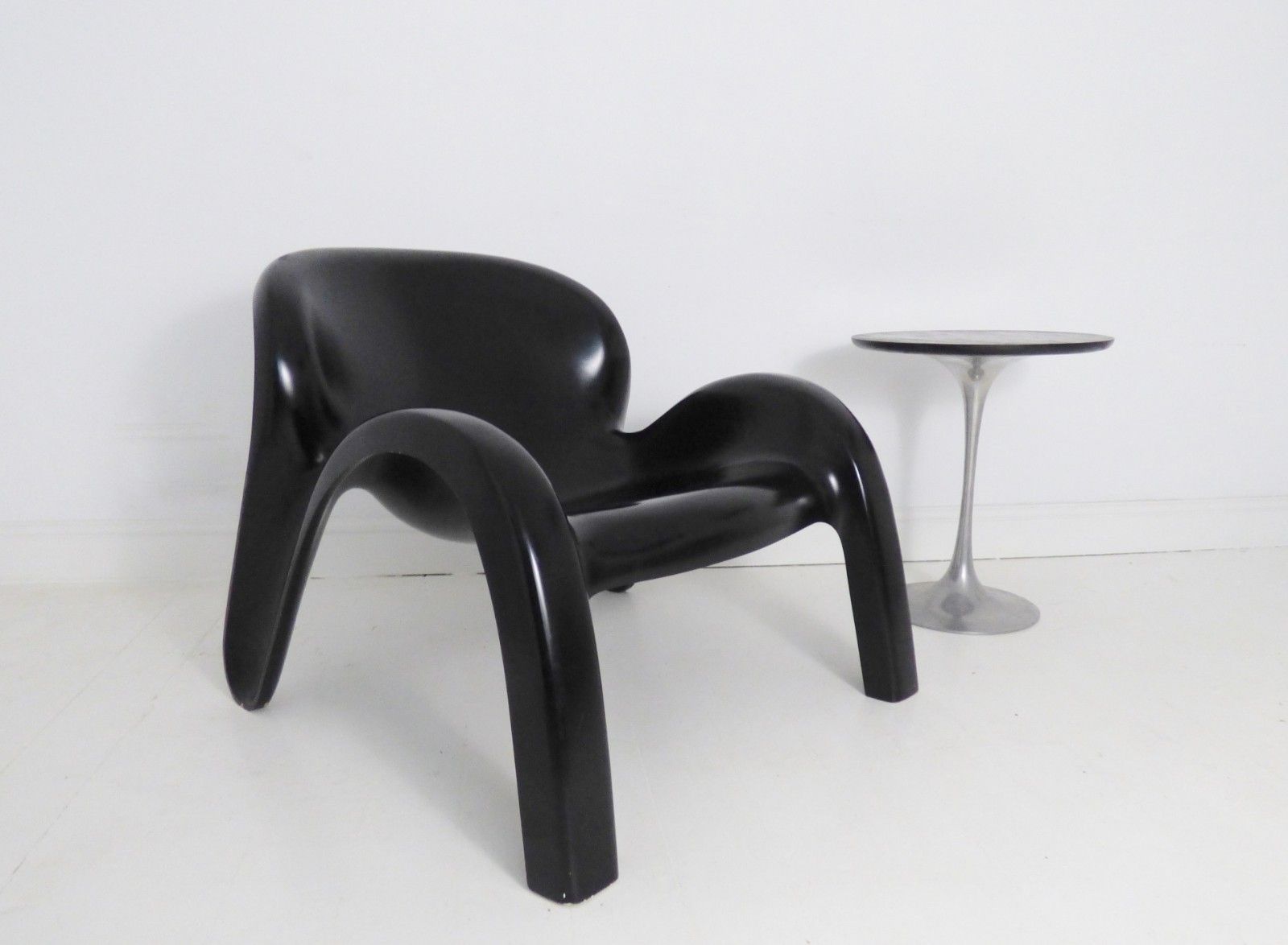 Stunning Vintage Peter Ghyczy Gn2 Black Space Age Lounge Chair 1970