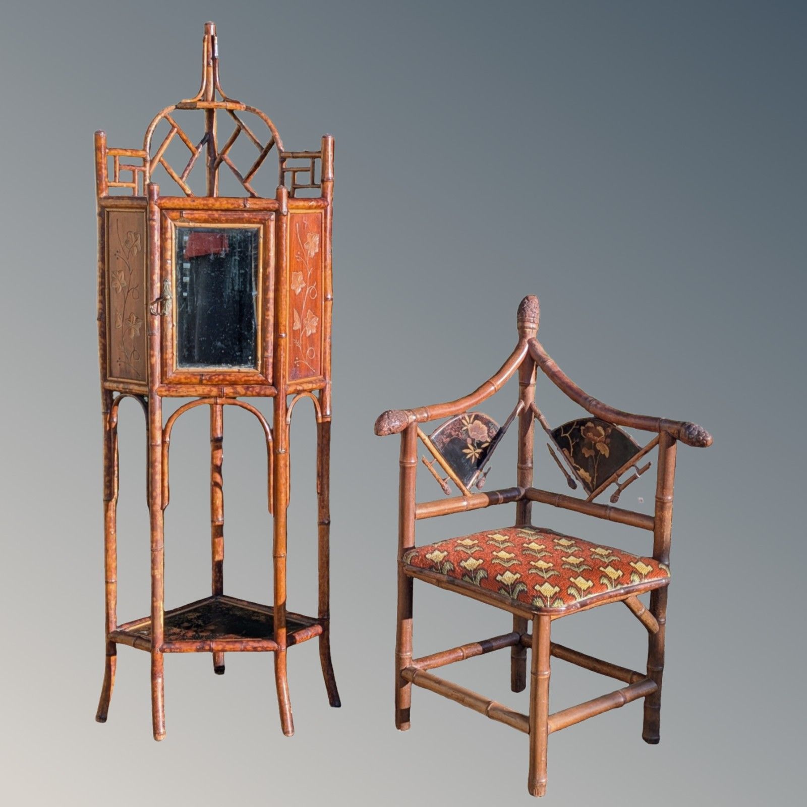 photo furniture Pretty Antique Bamboo Cabinet Aesthetic Period