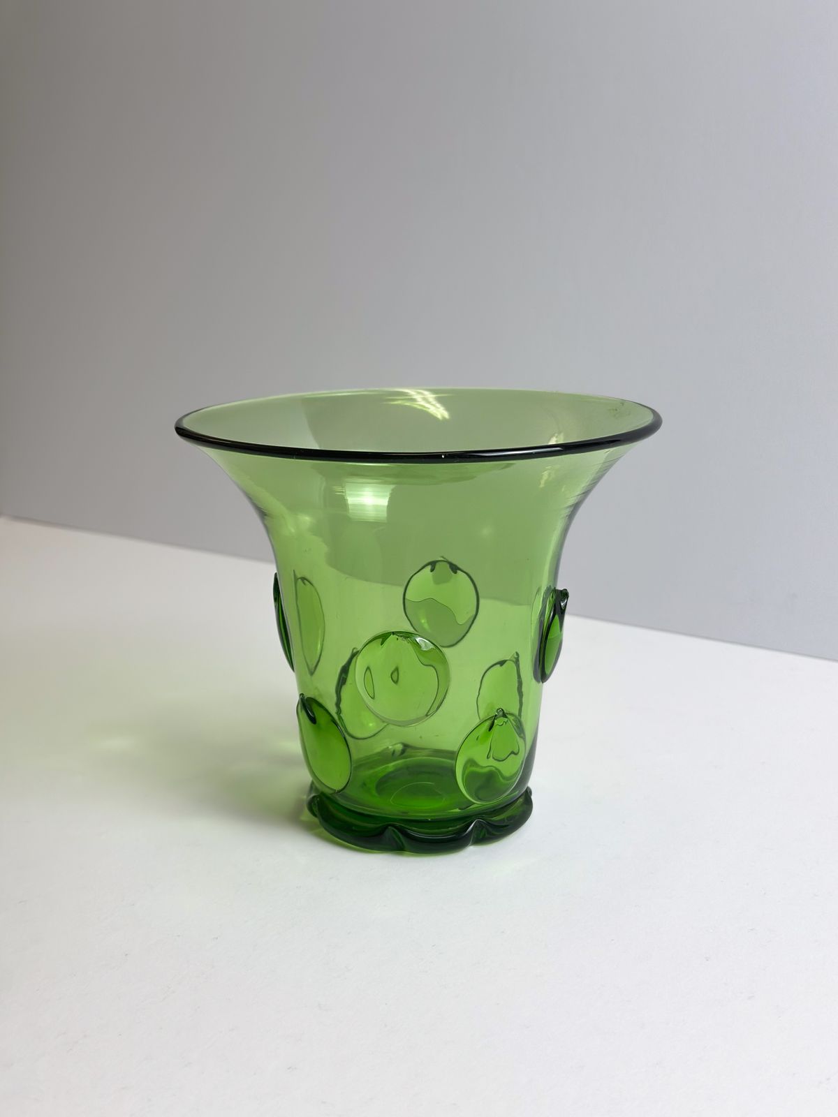 Green Glass Vase With Applied Punts, Wersin For Tiroler, Austria, 1924 photo furniture