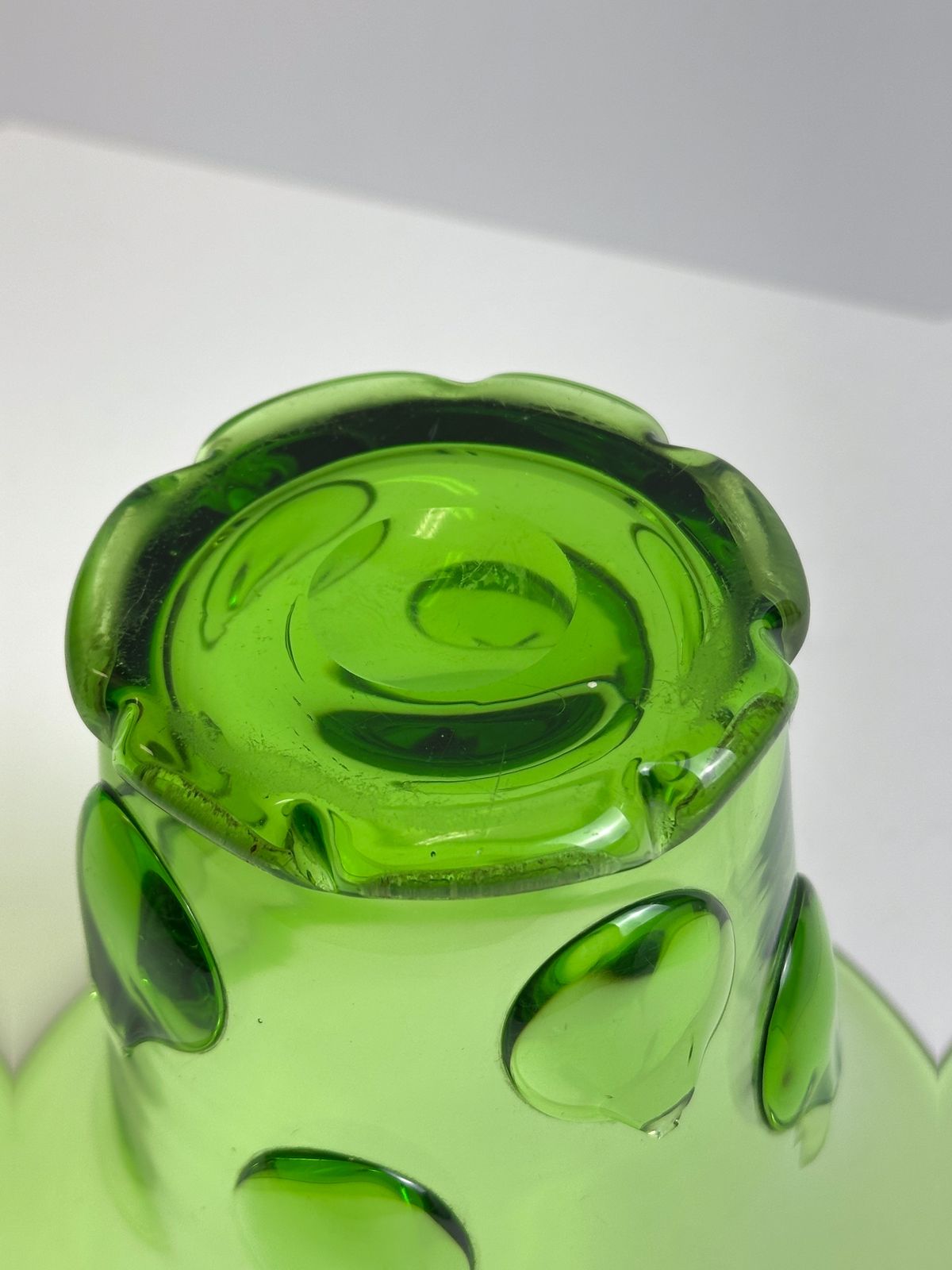 photo furniture Green Glass Vase With Applied Punts, Wersin For Tiroler, Austria, 1924