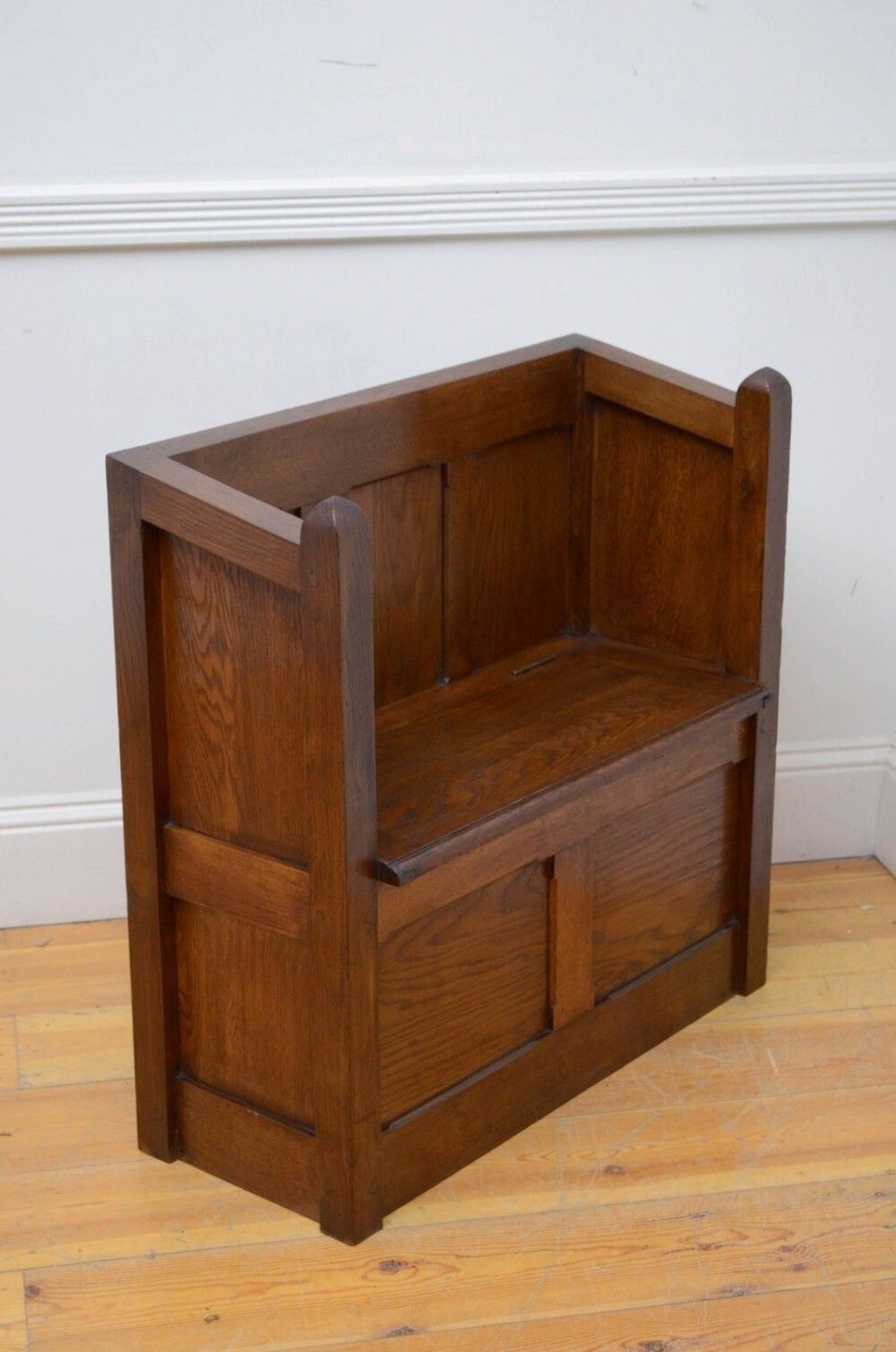 Gothic Revival Oak Hall Bench, 1800s photo Furniture
