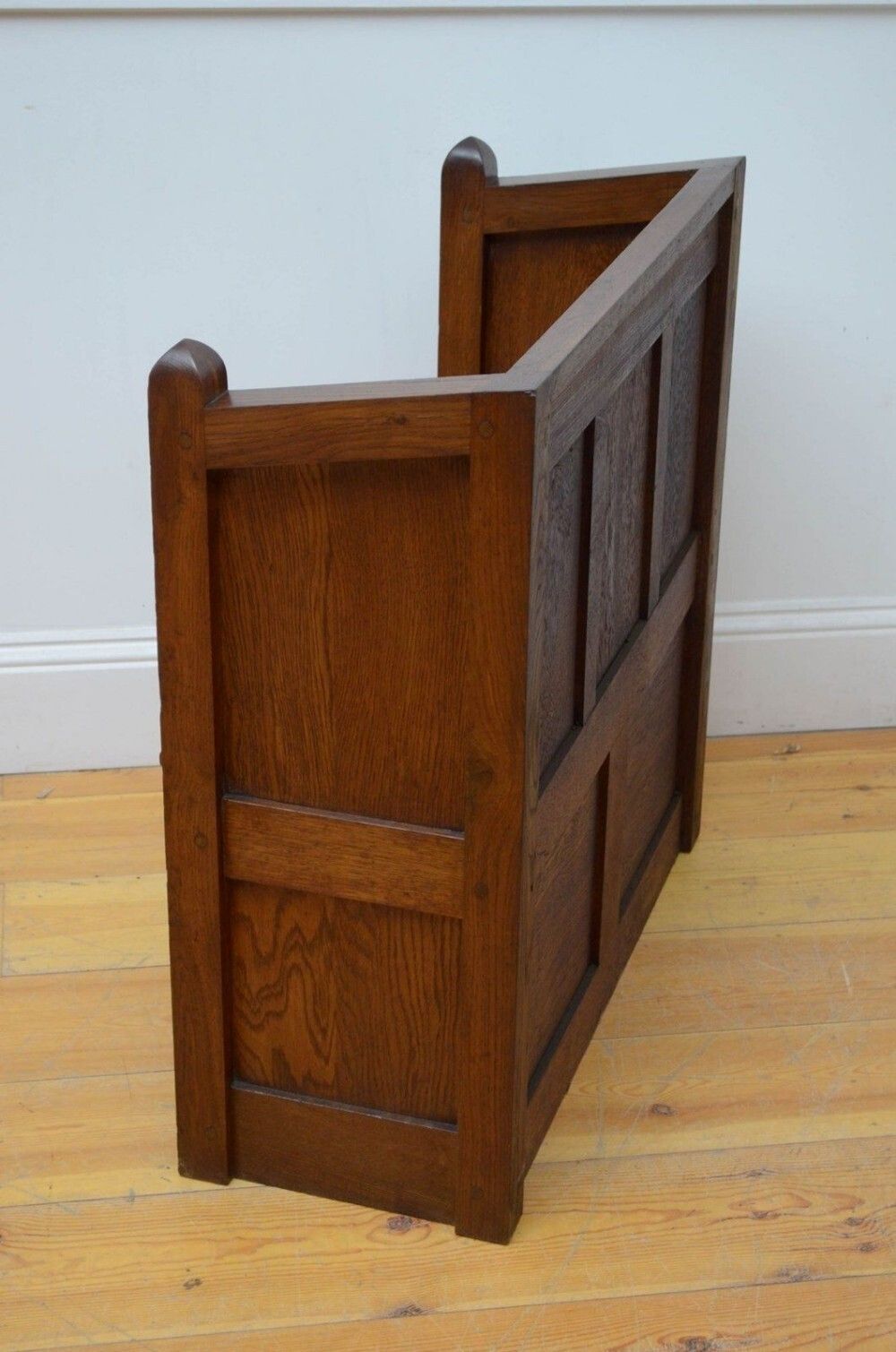 1563.0 Gothic Revival Oak Hall Bench, 1800s photo