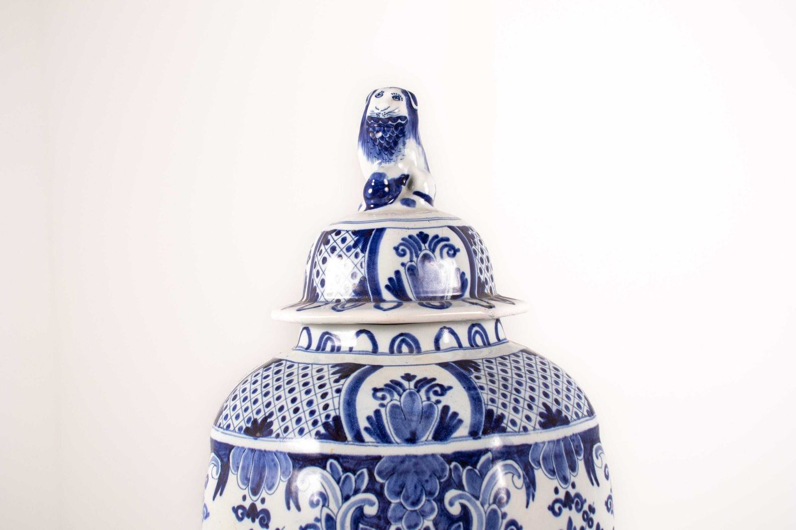 Antique 19th Century Boch Freres Jar/Lidded Vase, Hand Painted Delft Blue Vase photo 200.0