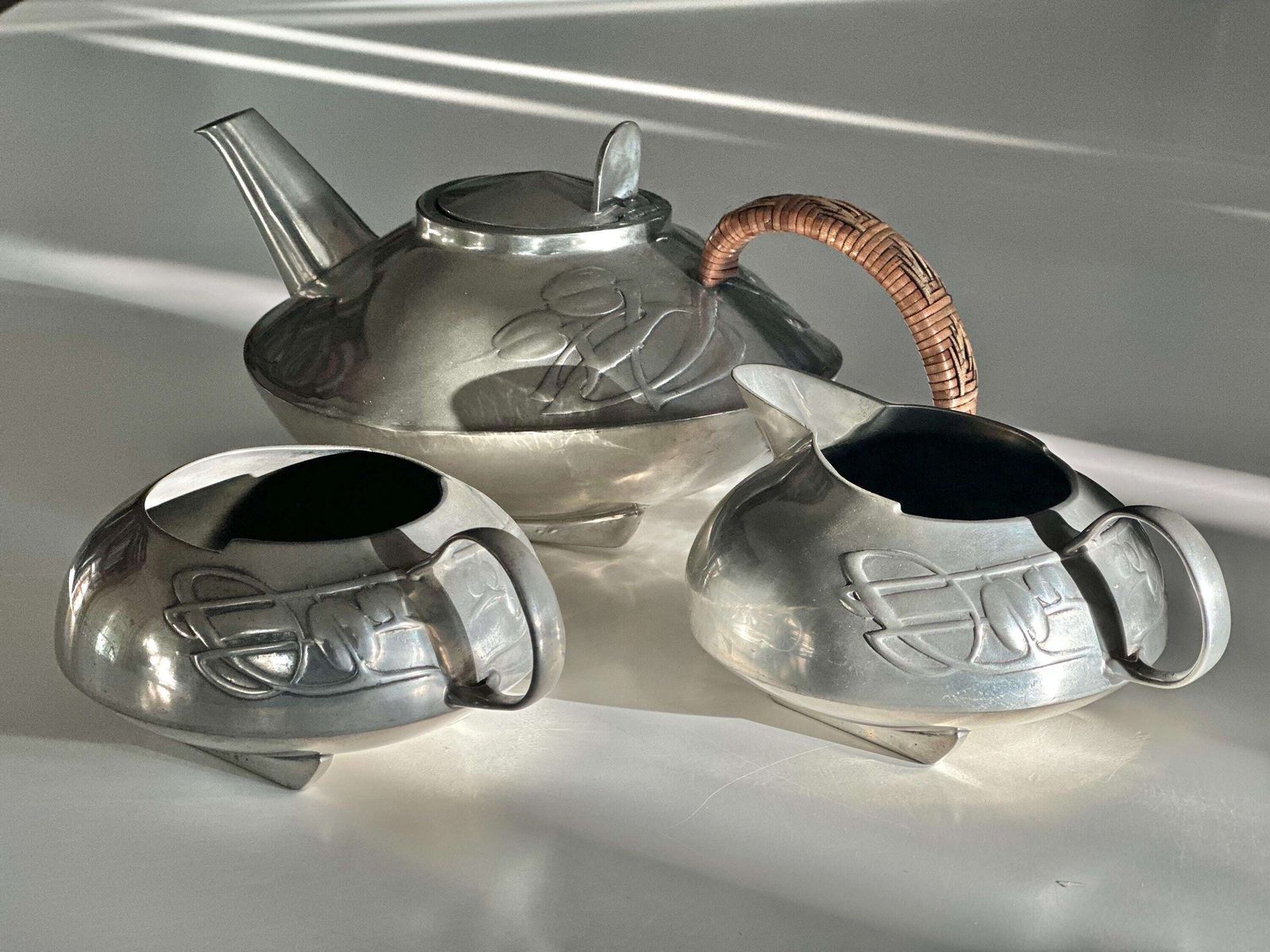Archibald Knox Tudric Tea Set For Liberty Of London Circa 1904