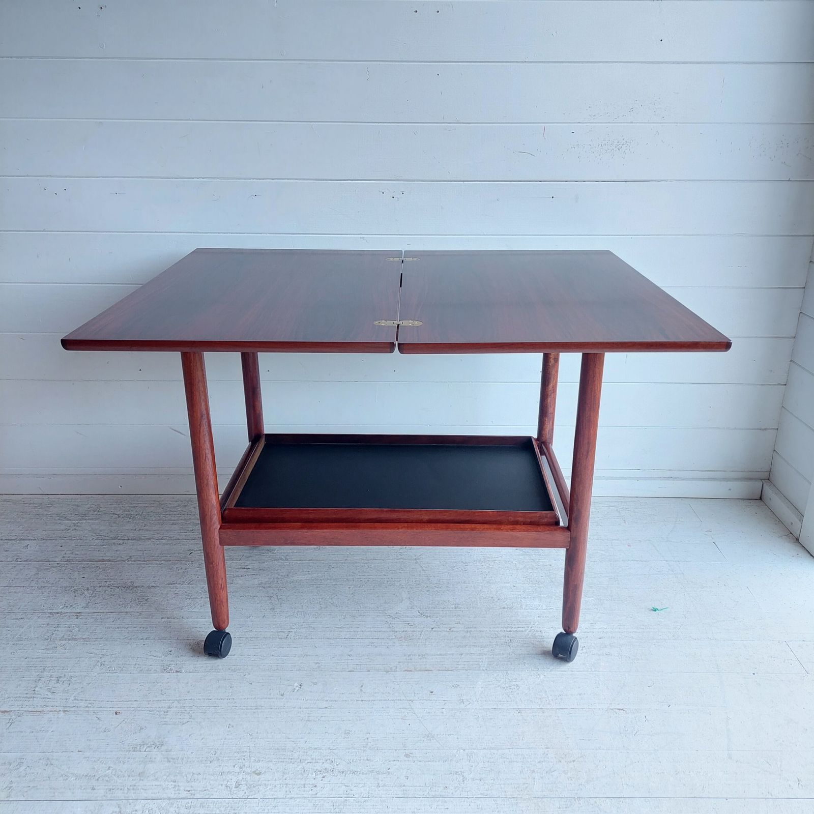 Mid Century Drinks Trolley Grete Jalk Poul Jeppesens Møbelfabrik, Rosewood Extendable Barcart 1960s photo furniture