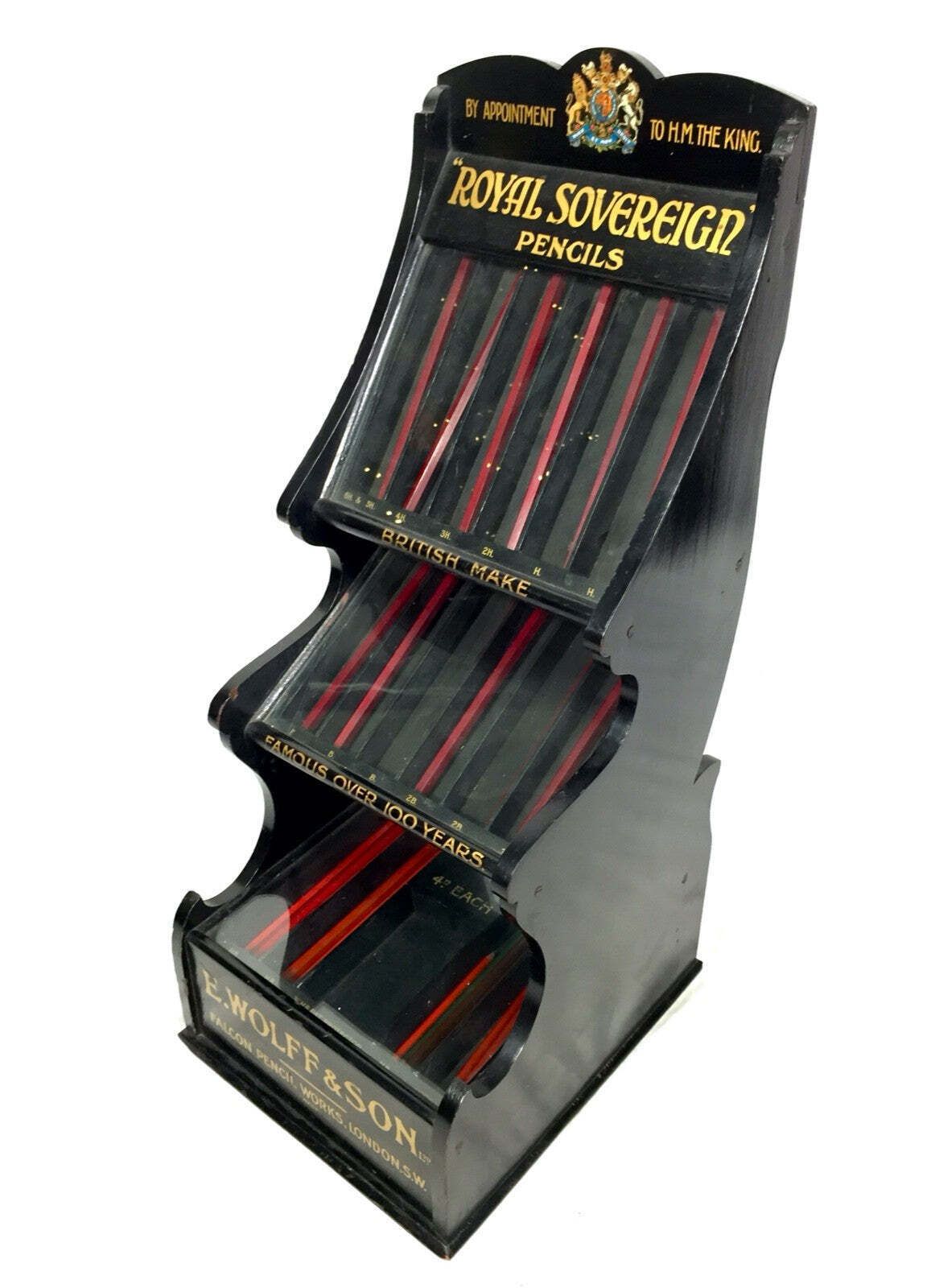 Antique Advertising E.Wolff & Son Of London Pencil Shop Display Cabinet Case photo Furniture